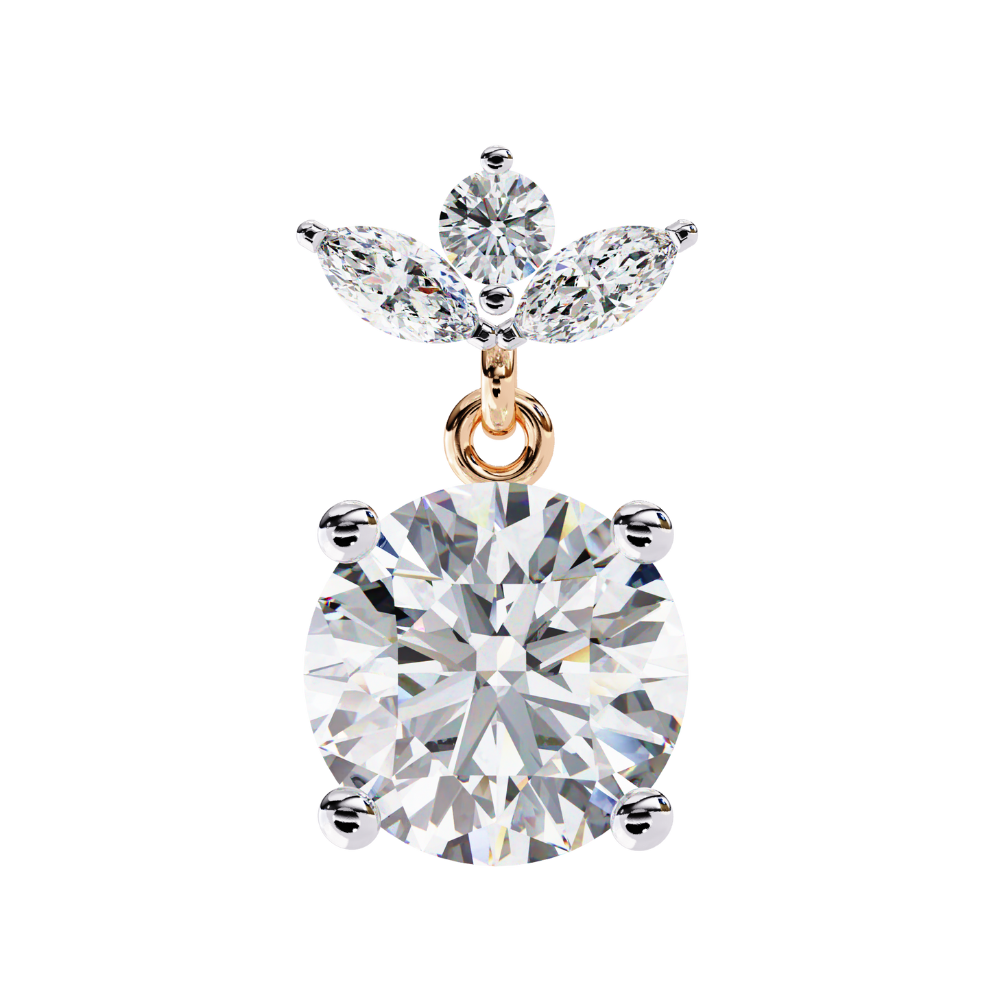 Round and Marquise Accented Lab Grown Diamond Drop Earrings