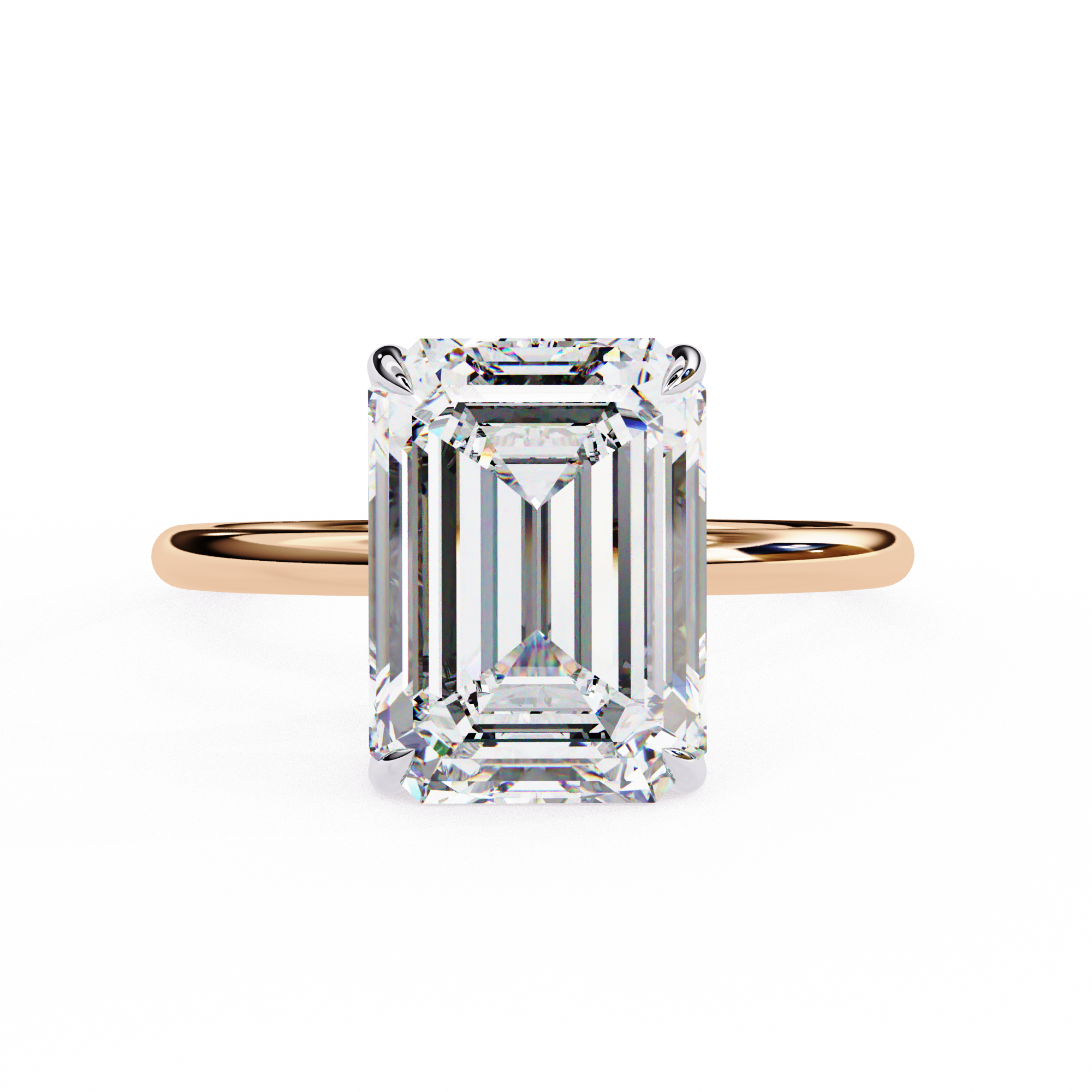 Emerald Solitaire Ring with Hidden Halo