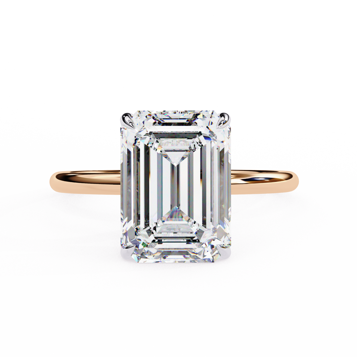 Emerald Solitaire Ring with Hidden Halo