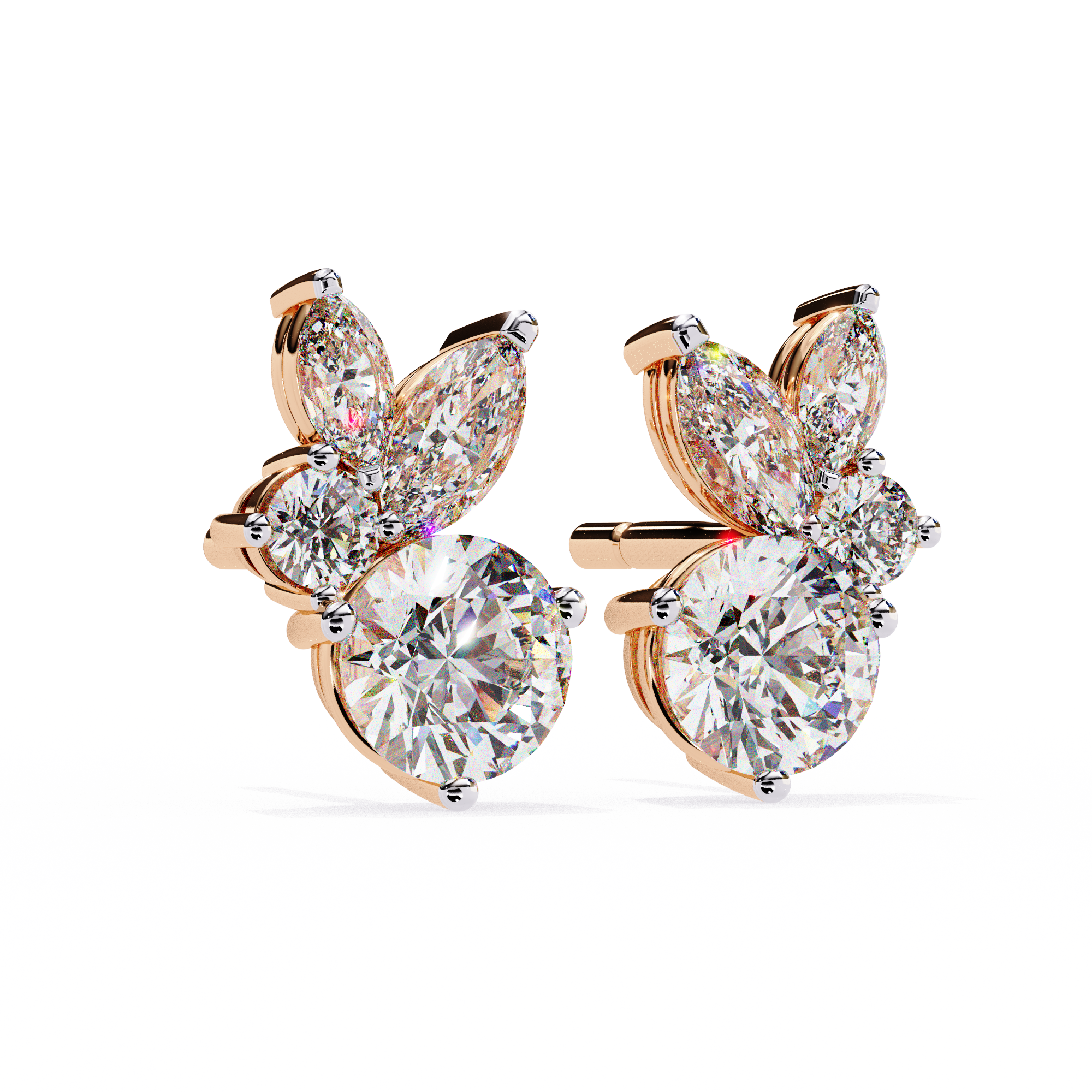 Round and Marquise Cluster Studs