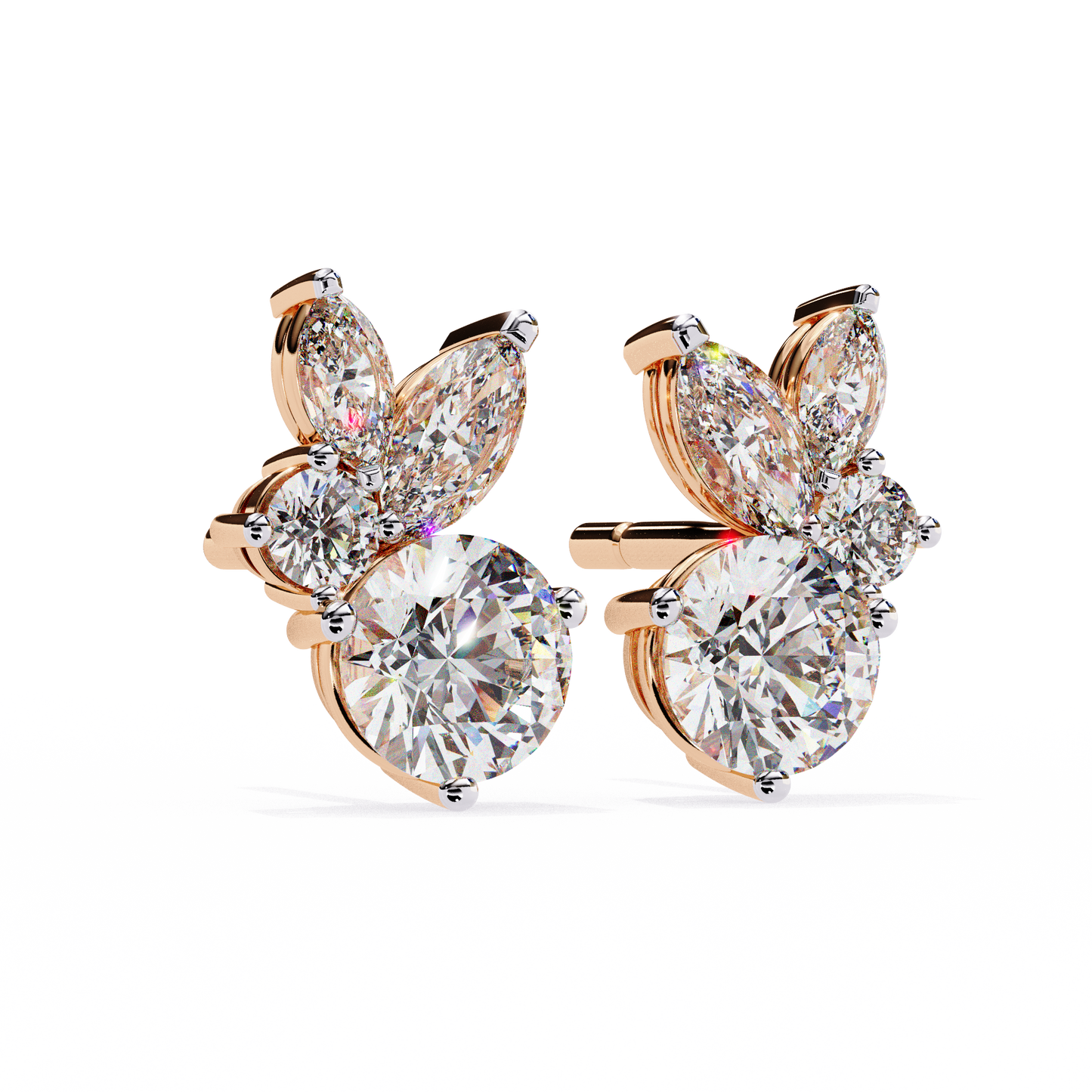 Round and Marquise Cluster Studs