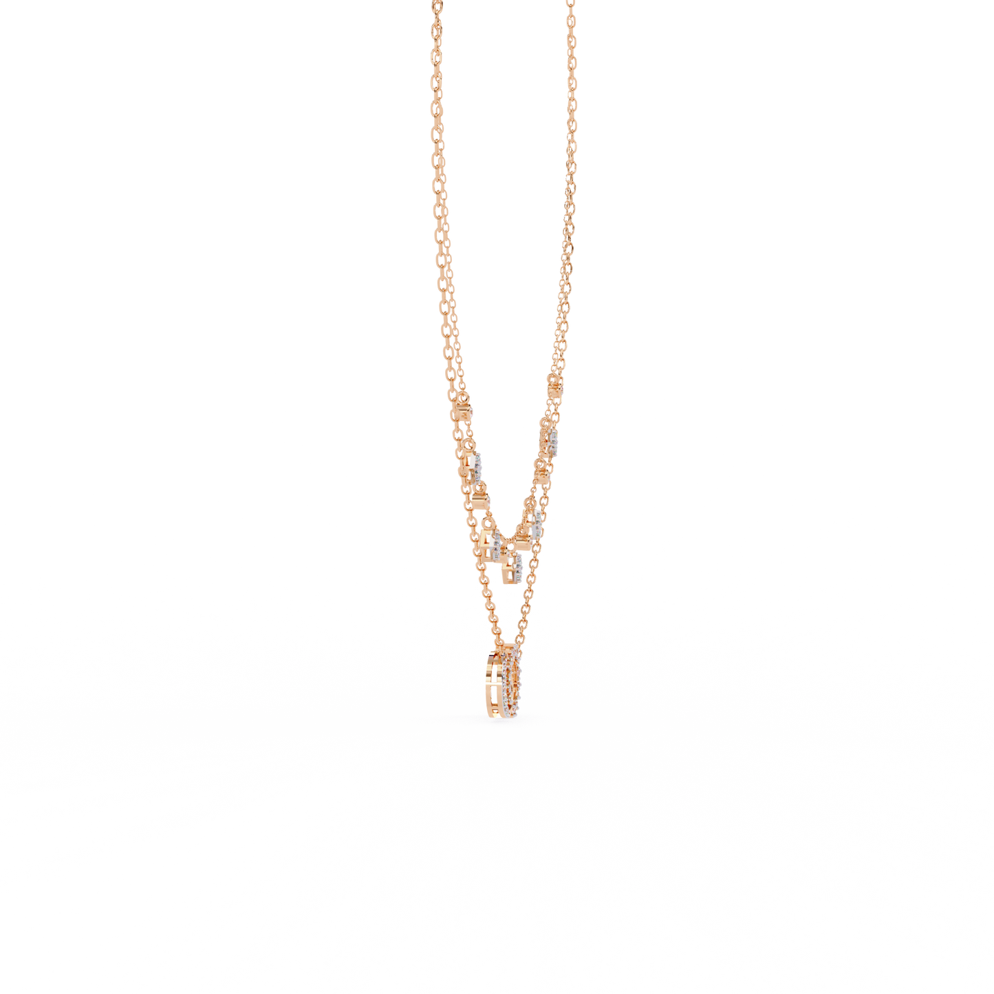 14K/18K Gold Double Layer Necklace With Lab-grown Diamonds – Sun and Moon
