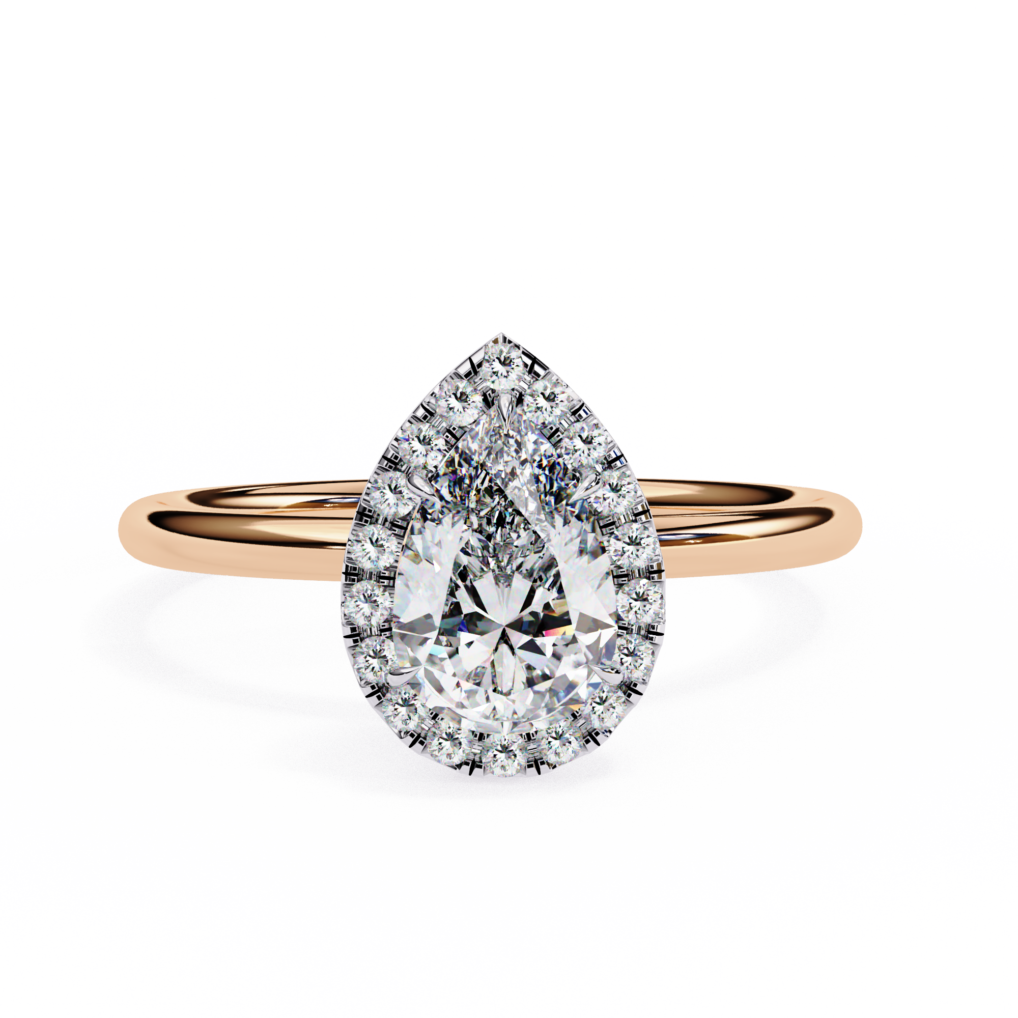 Lab Grown Pear Diamond Halo Engagement Rings