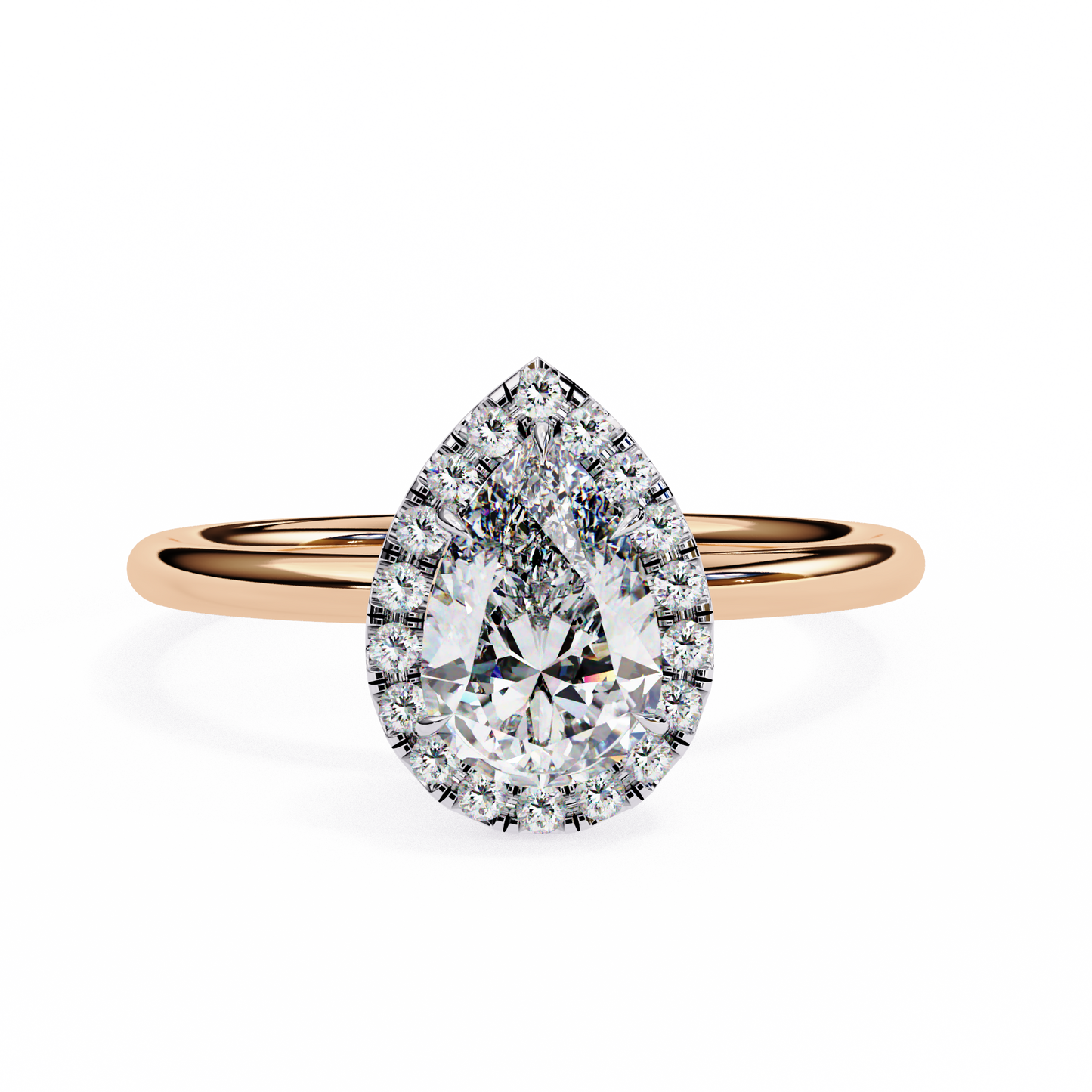Lab Grown Pear Diamond Halo Engagement Rings