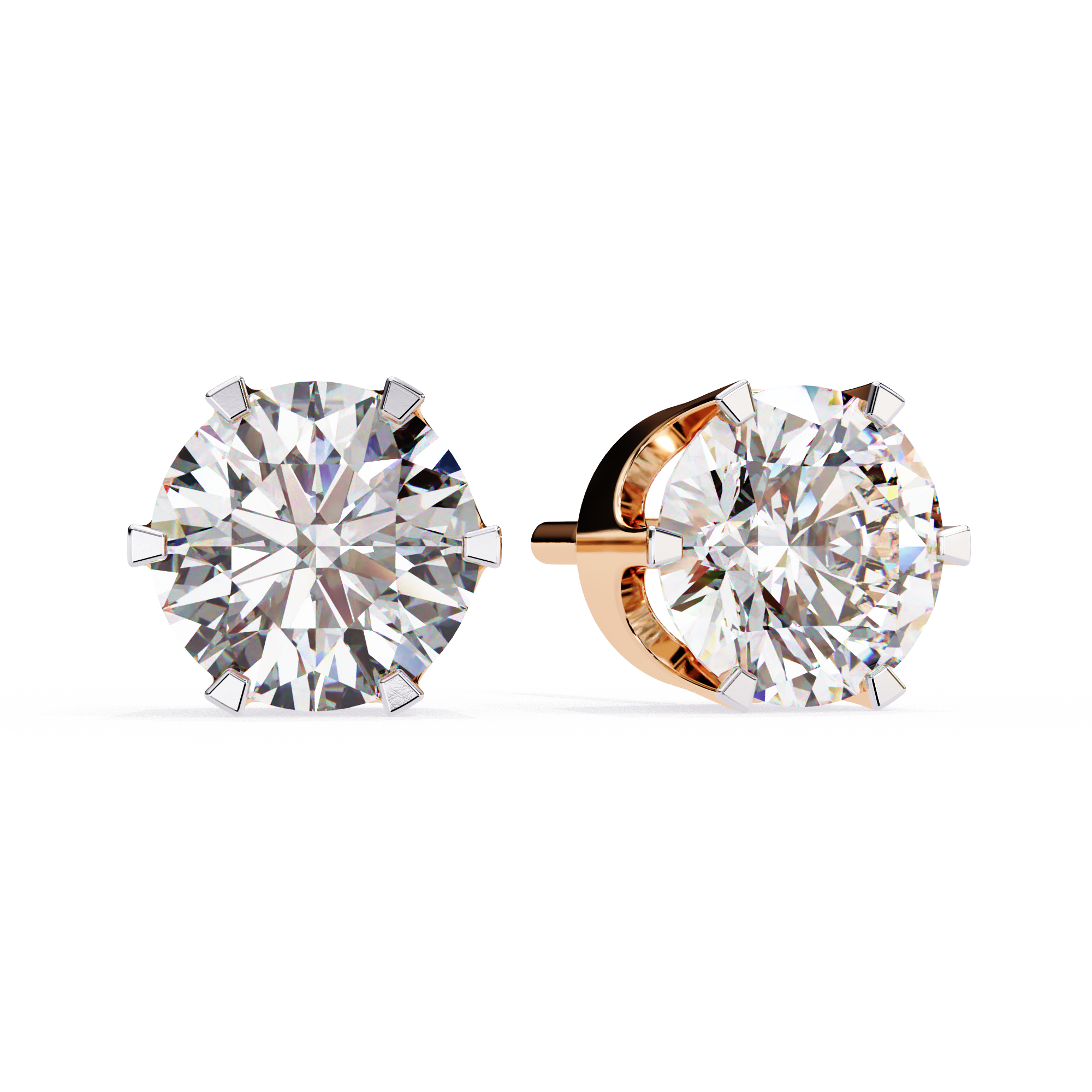 Solitaire Earring Studs Round Stone