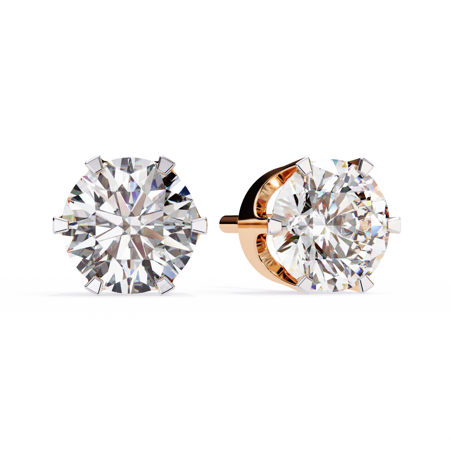 Solitaire Earring Studs Round Stone