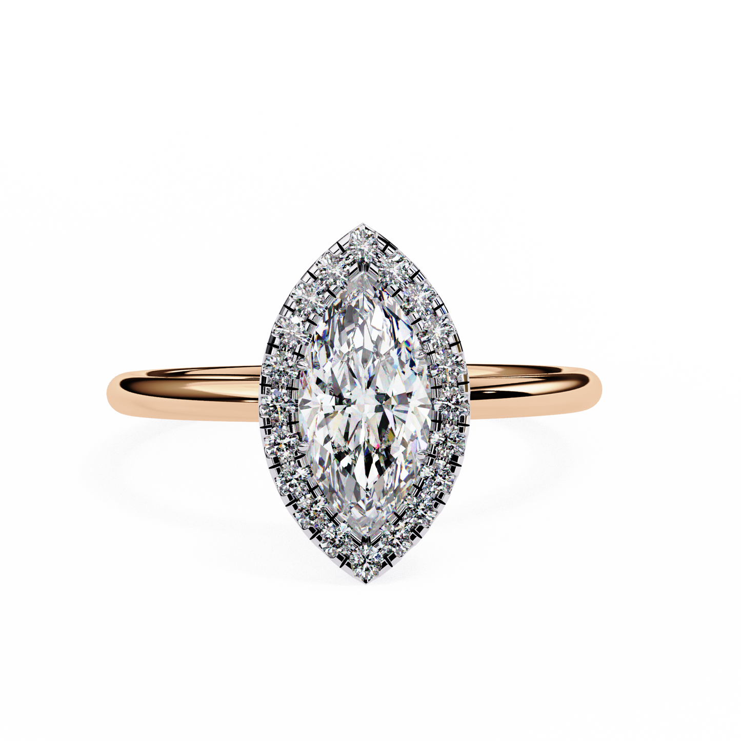 Lab Grown Marquise Diamond Halo Engagement Rings