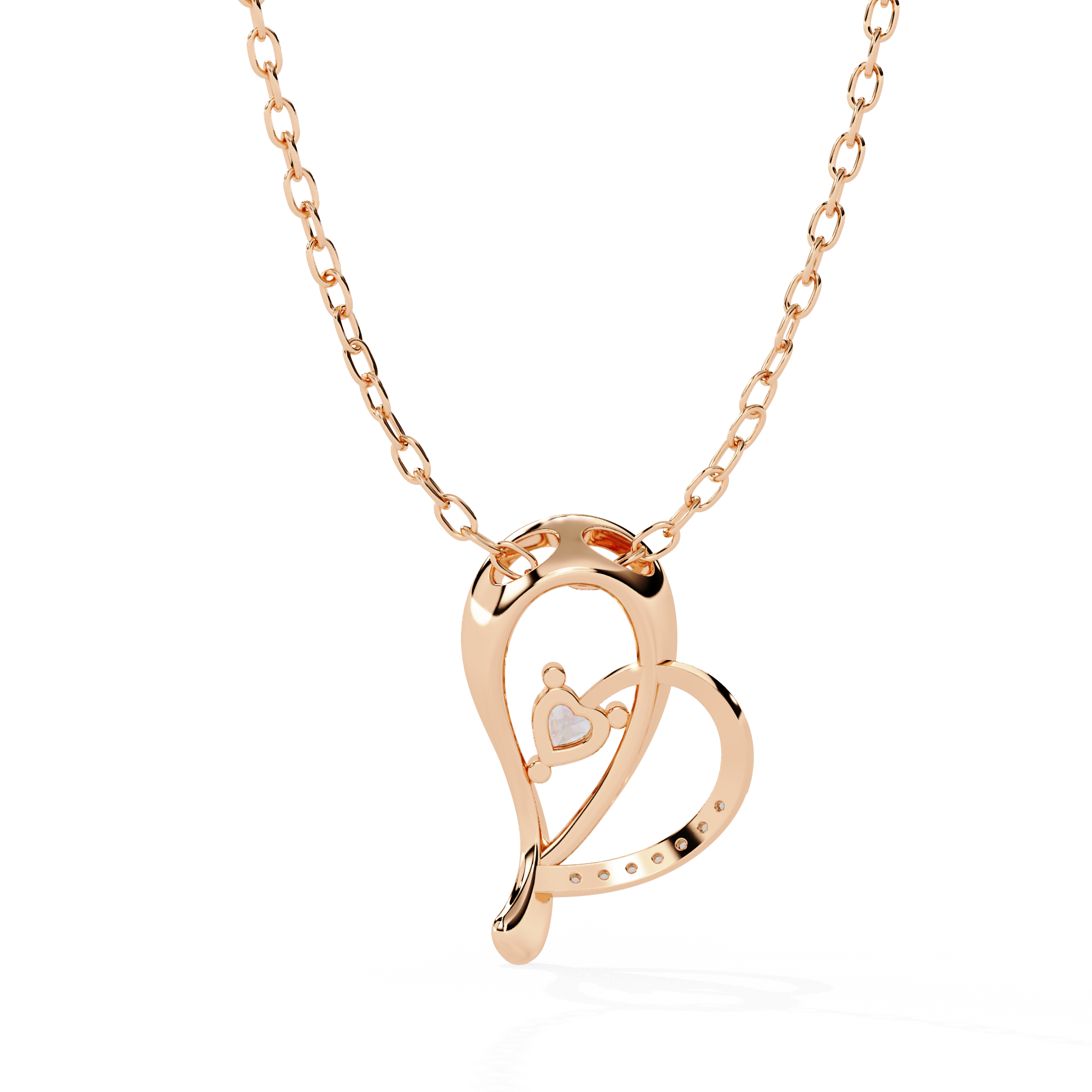 Lab Grown Diamonds Round Designer Heart Diamond Pendant