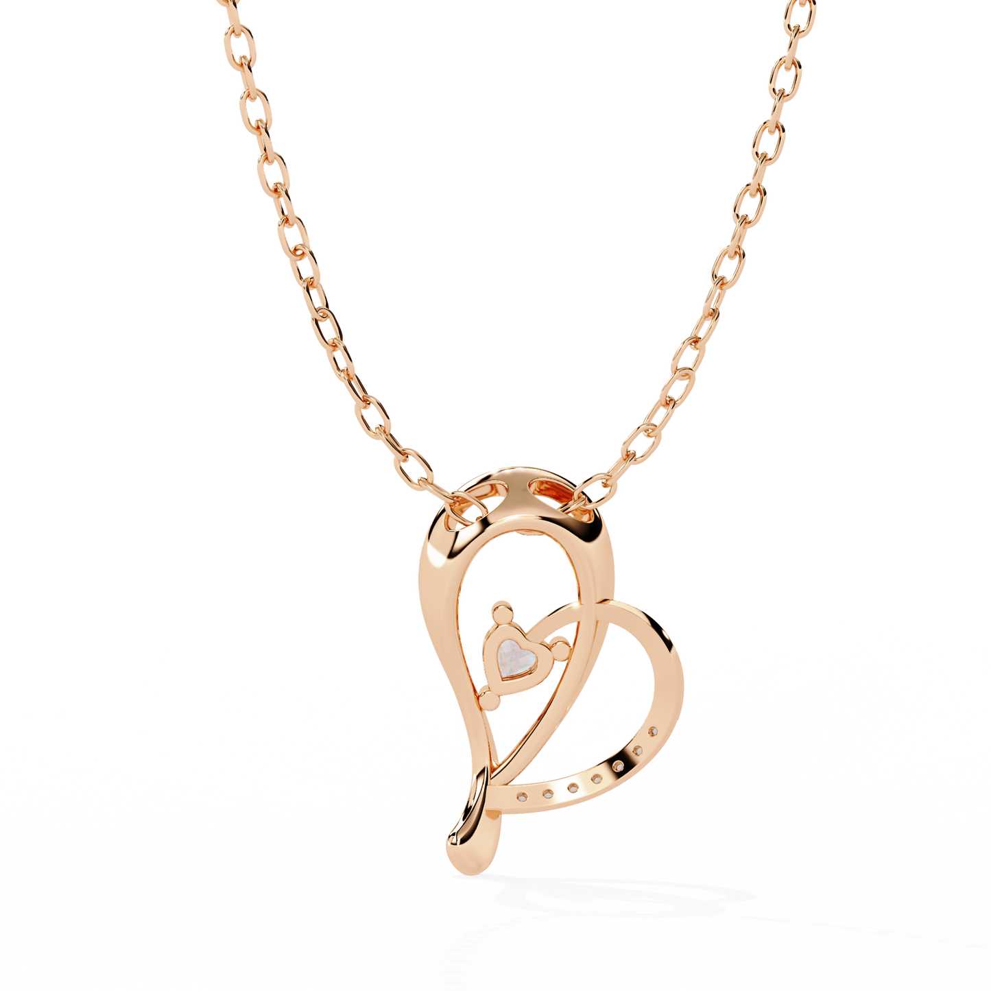 Lab Grown Diamonds Round Designer Heart Diamond Pendant