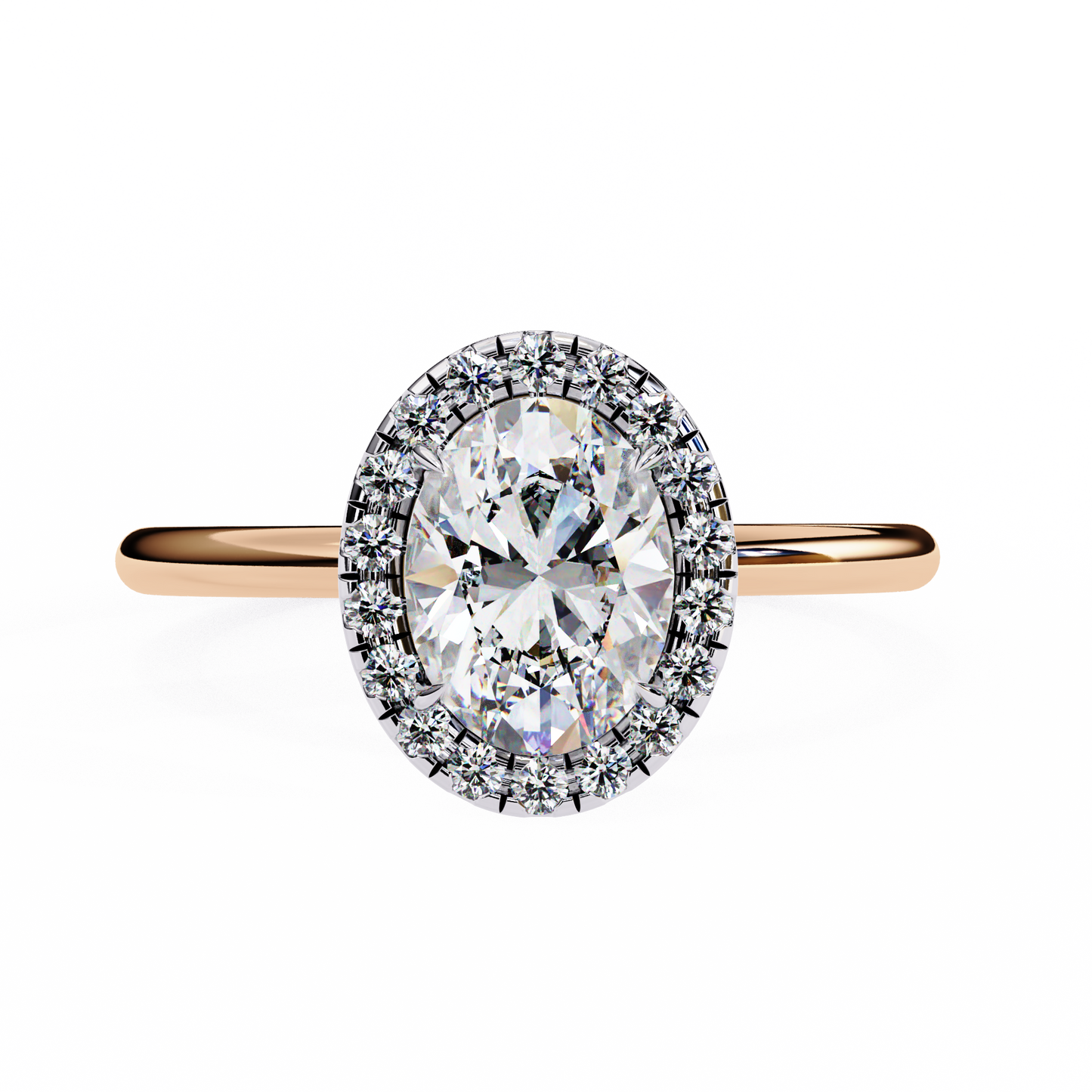 Lab Grown Oval Diamond Halo Engagement Rings