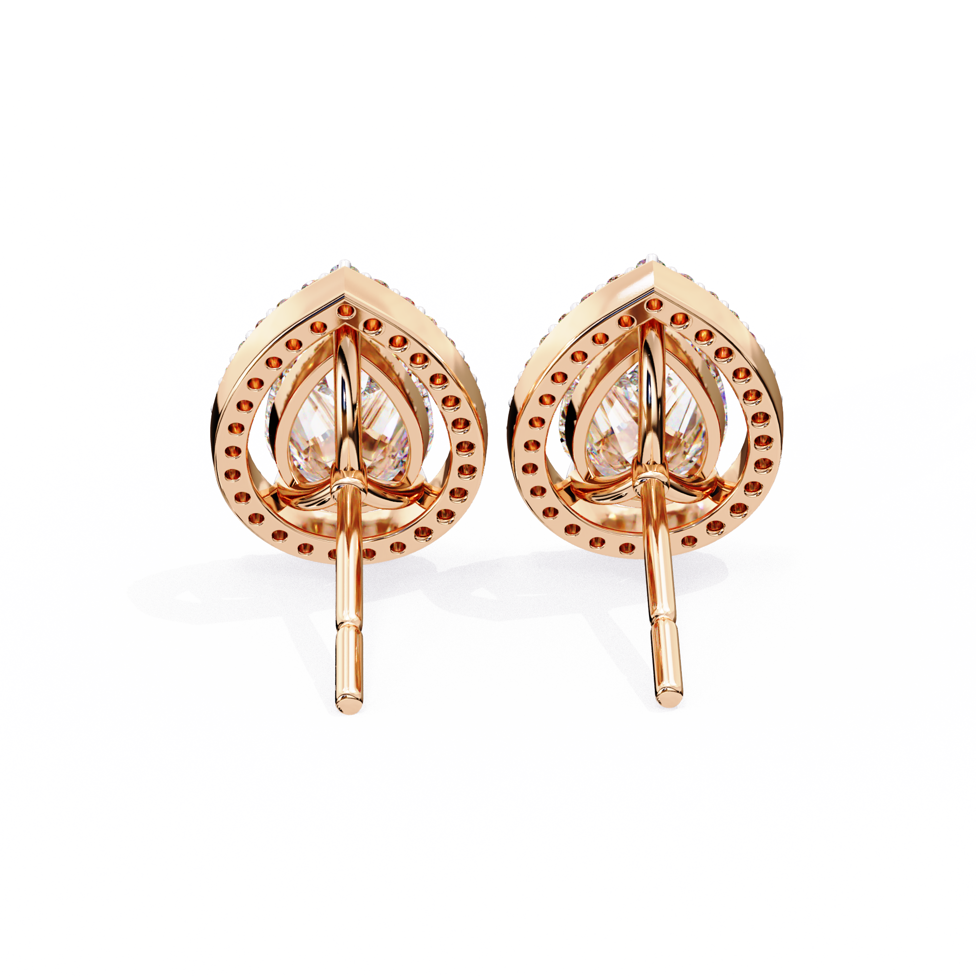 Pear Lab Grown Diamond Halo Stud Earrings