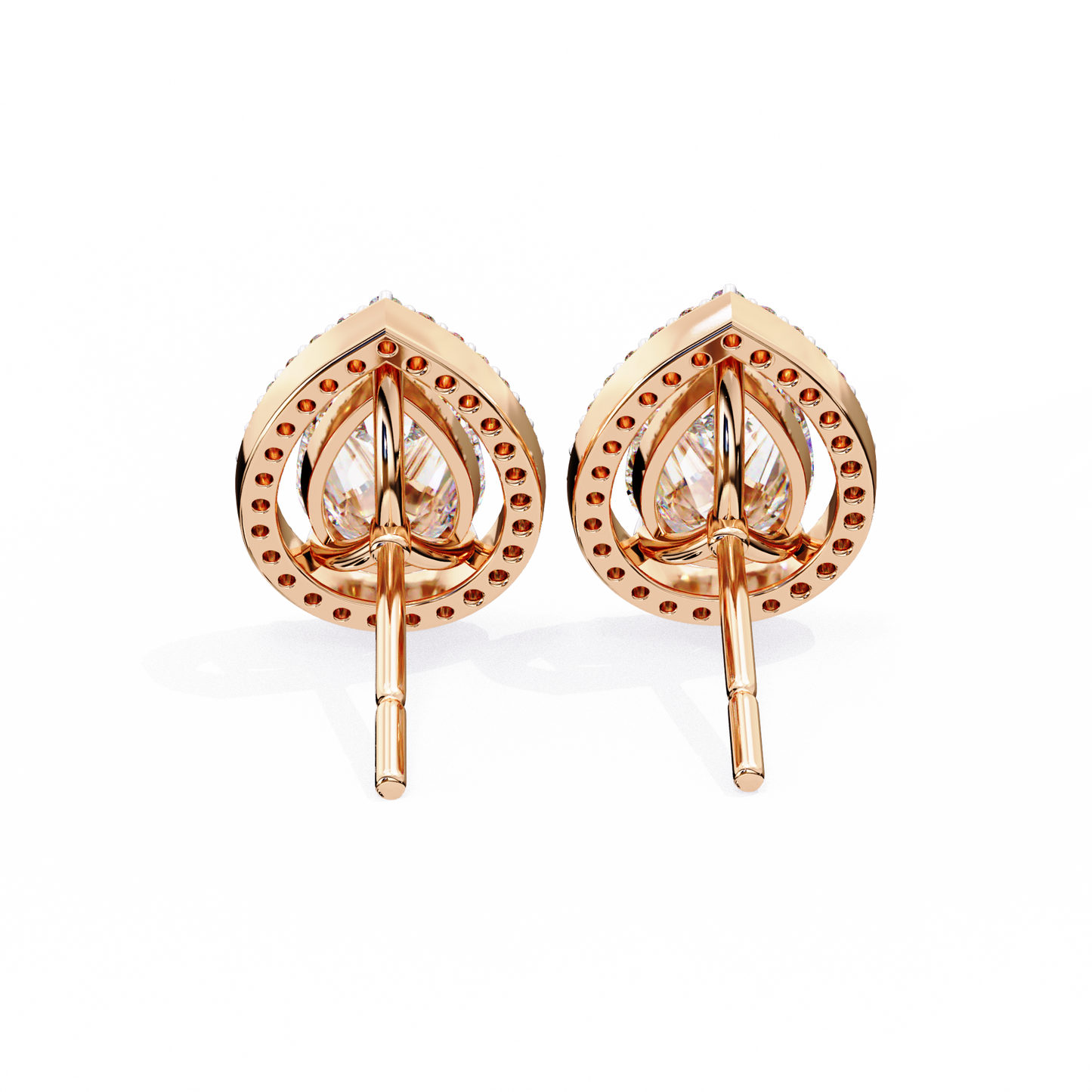 Pear Lab Grown Diamond Halo Stud Earrings
