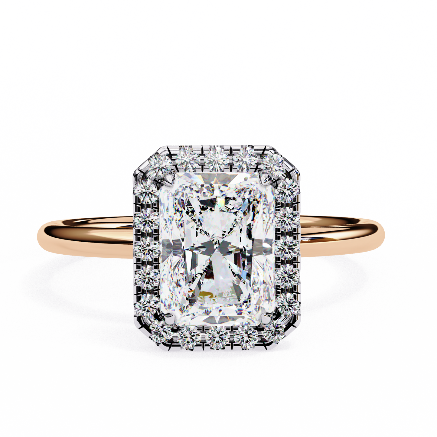 Lab Grown Radiant Diamond Halo Engagement Rings