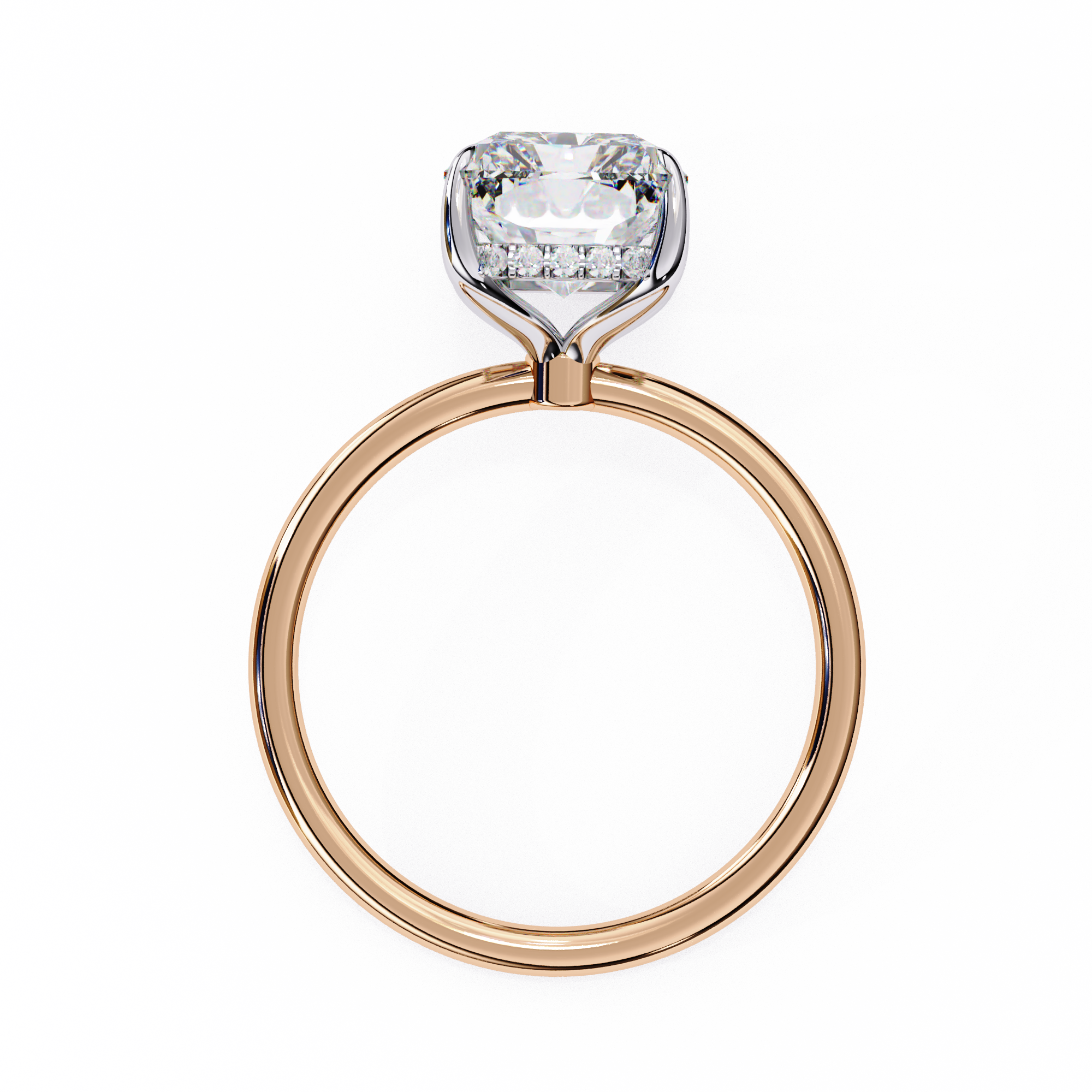 Emerald Solitaire Ring with Hidden Halo