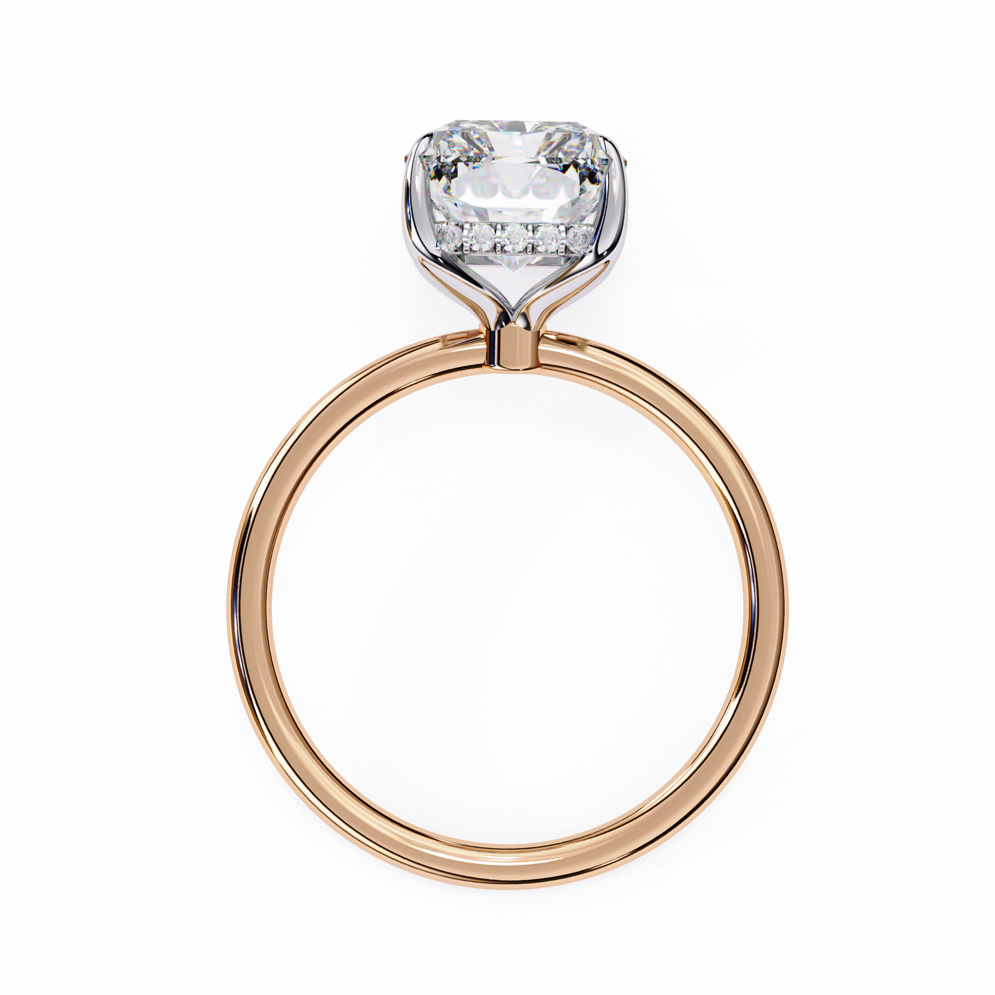 Emerald Solitaire Ring with Hidden Halo