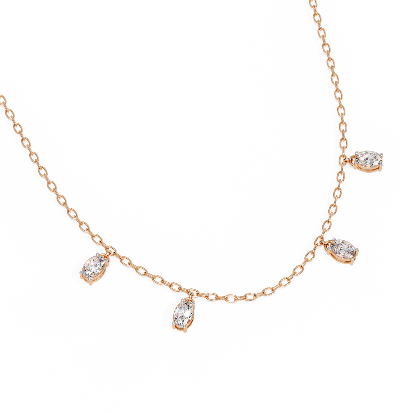 Lab Grown Diamond Oval Shape Simple Necklace