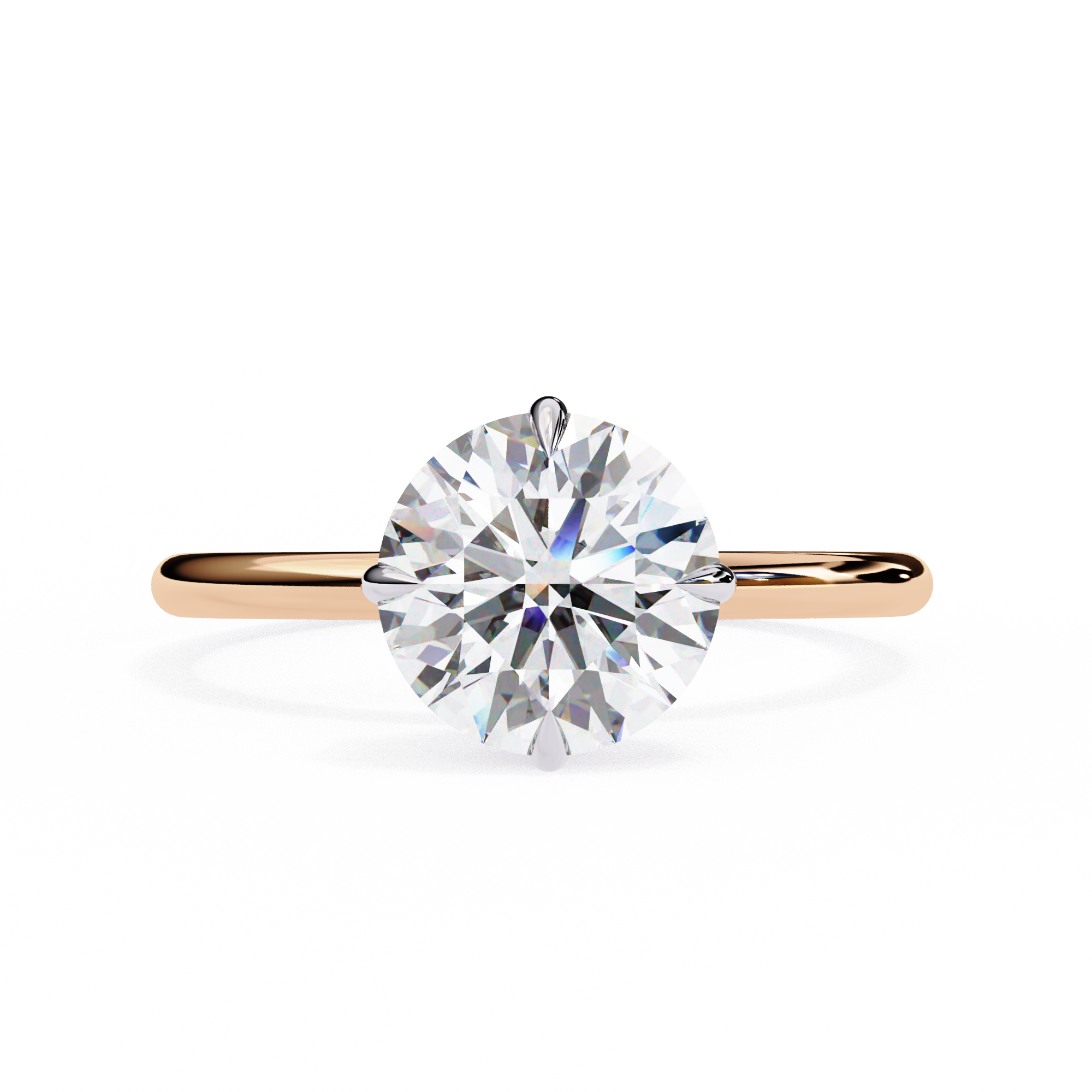 Gold Round Brilliant Diamond Solitaire Ring, Classic Elegance