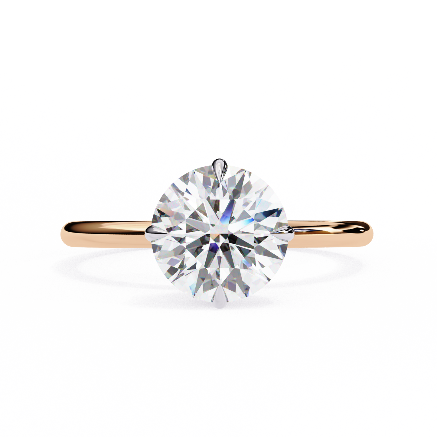 Gold Round Brilliant Diamond Solitaire Ring, Classic Elegance