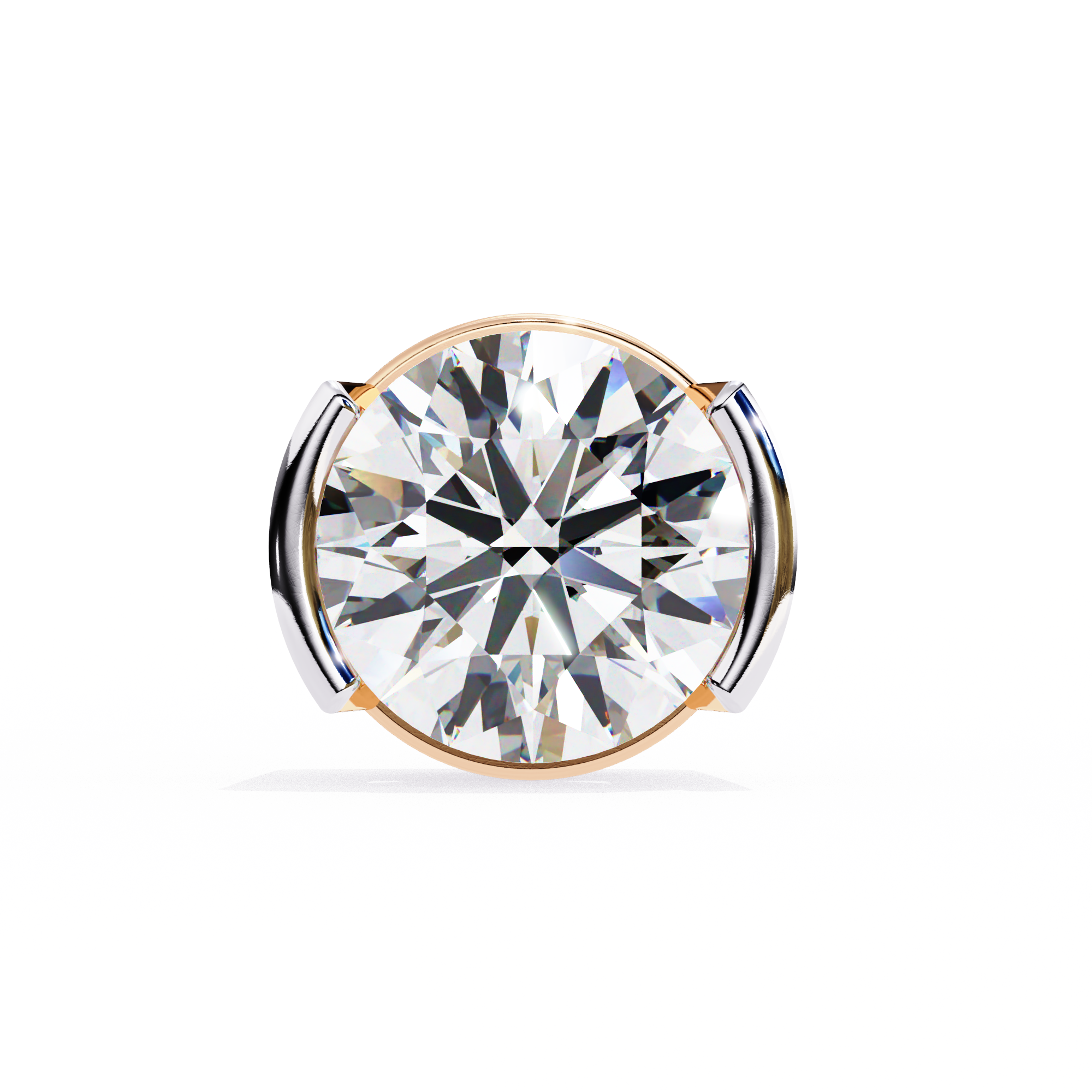 Round Cut Half Bezel Diamond Studs