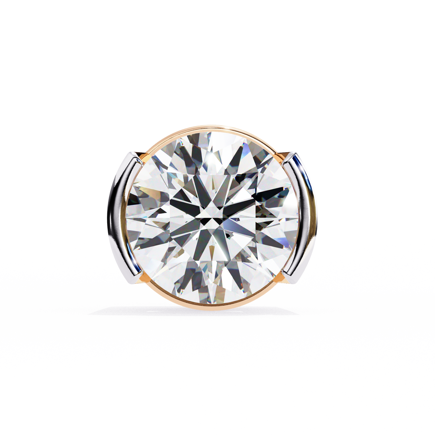 Round Cut Half Bezel Diamond Studs
