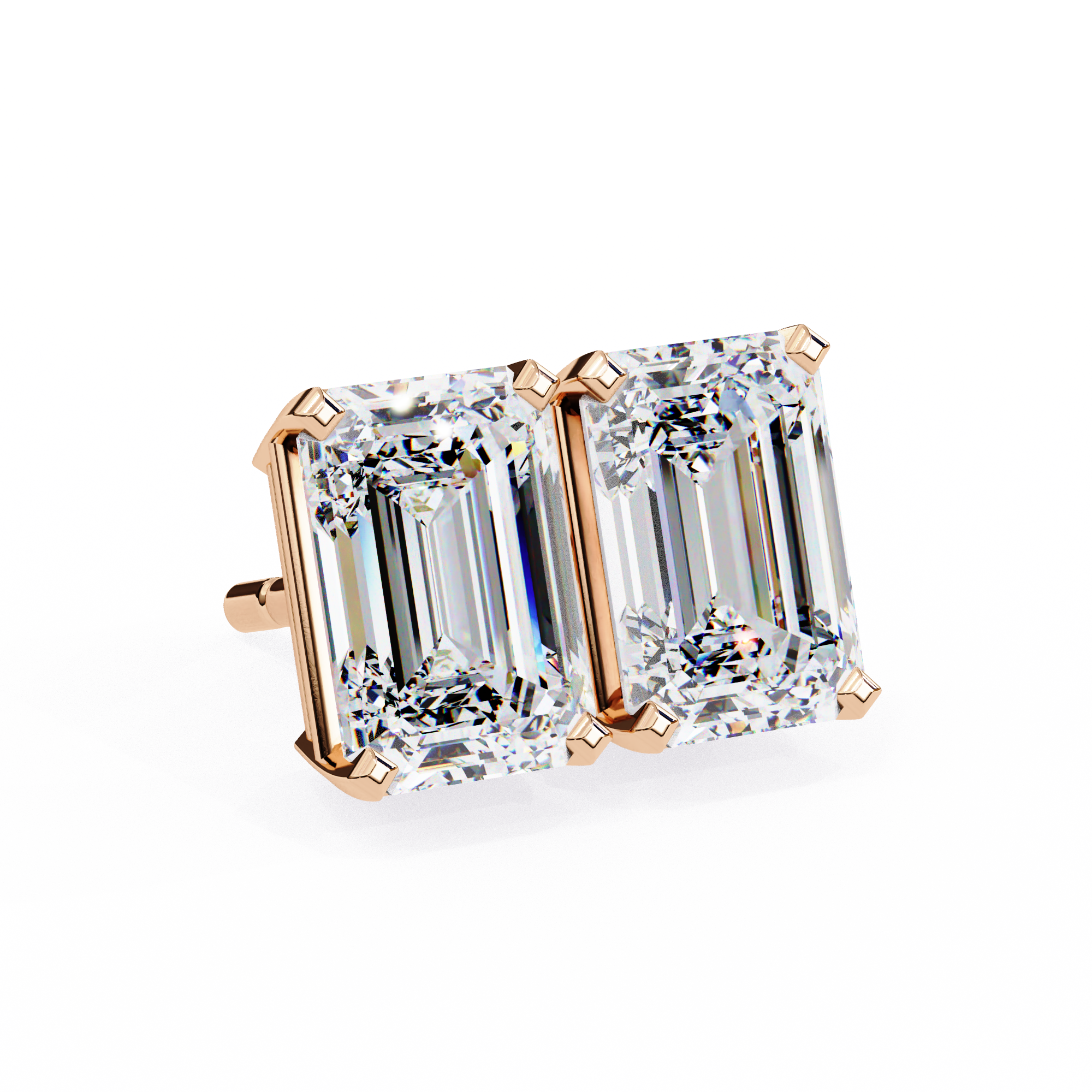 Emerald Cut Lab Diamond Solitaire Studs