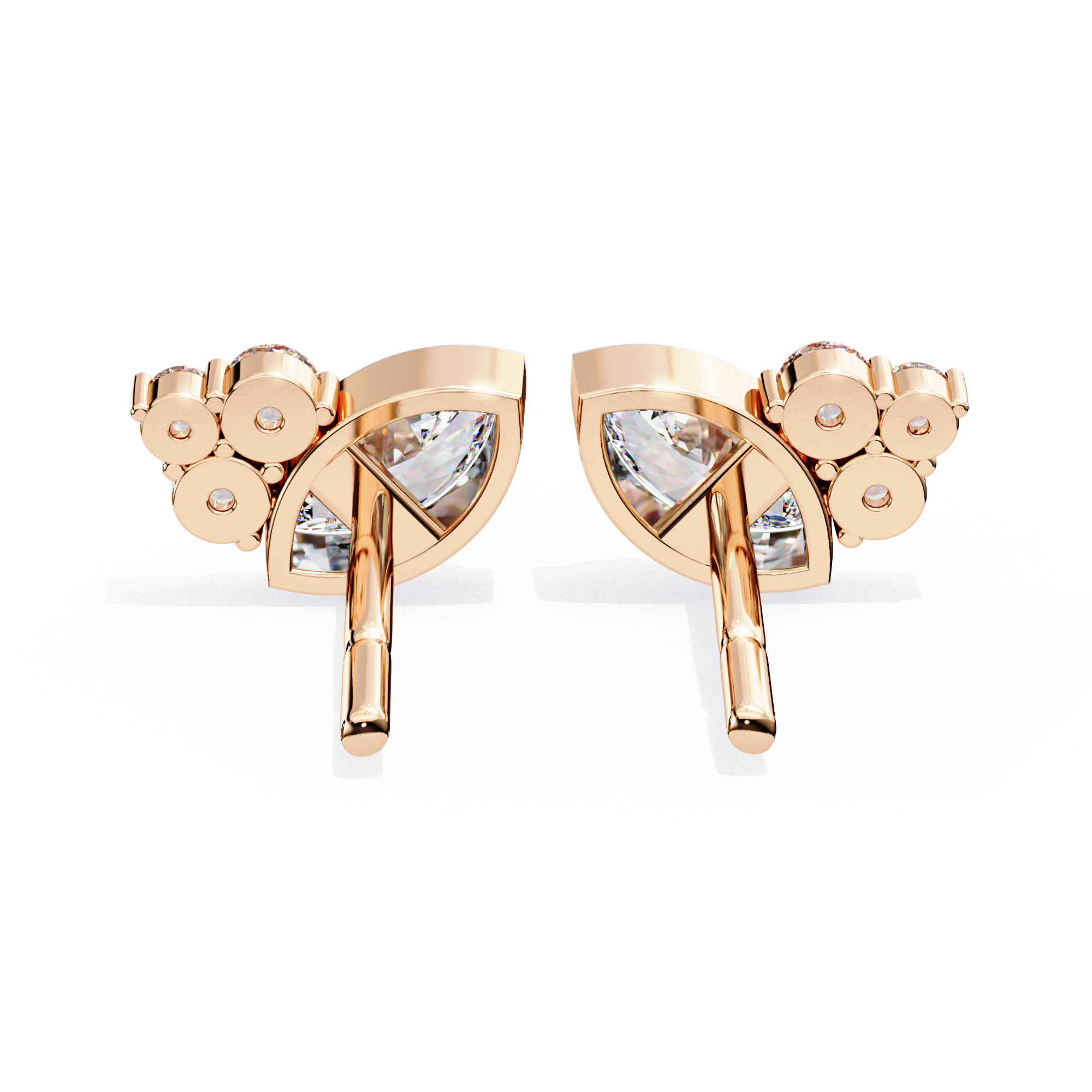 Marquise Bezel and Round Stud Earrings