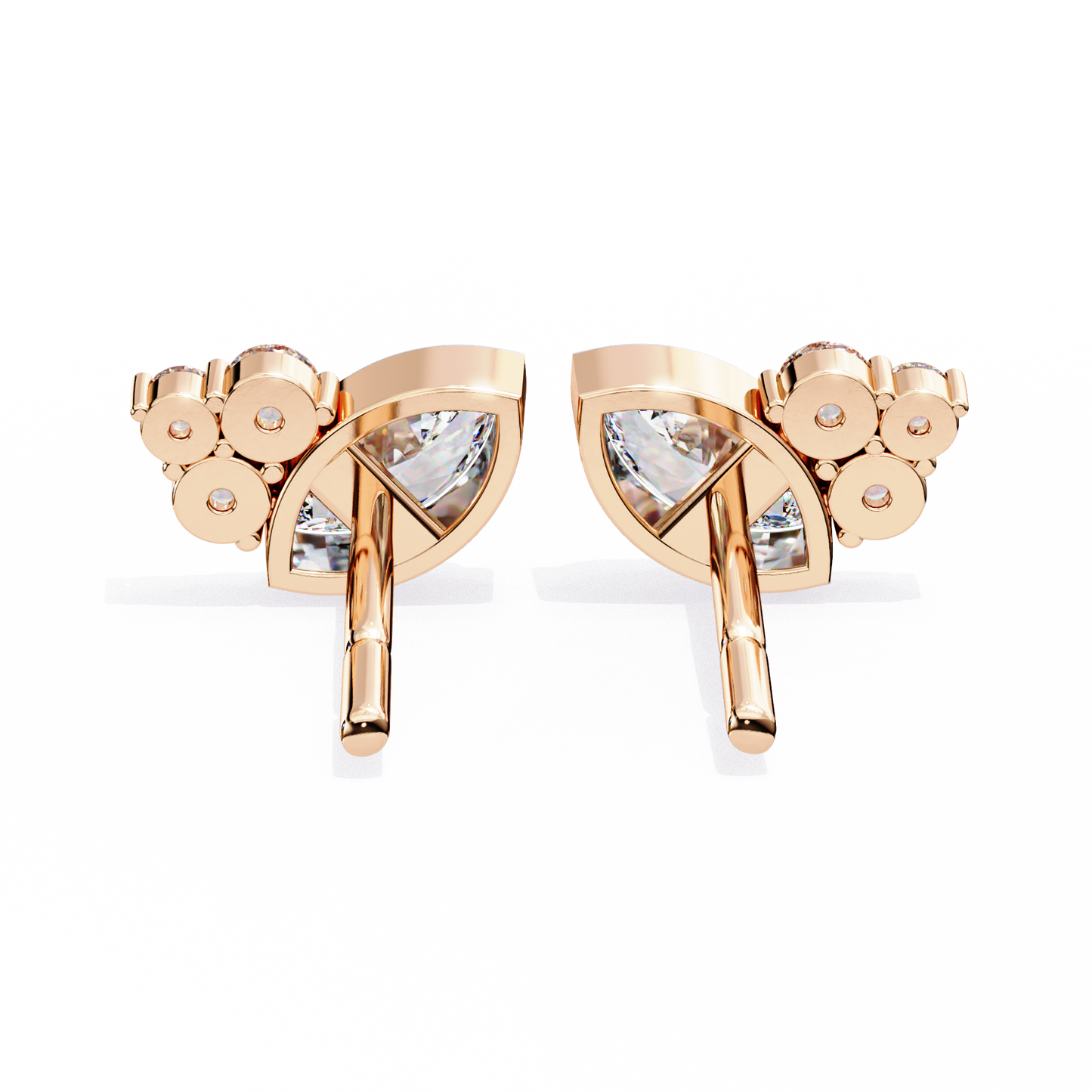 Marquise Bezel and Round Stud Earrings