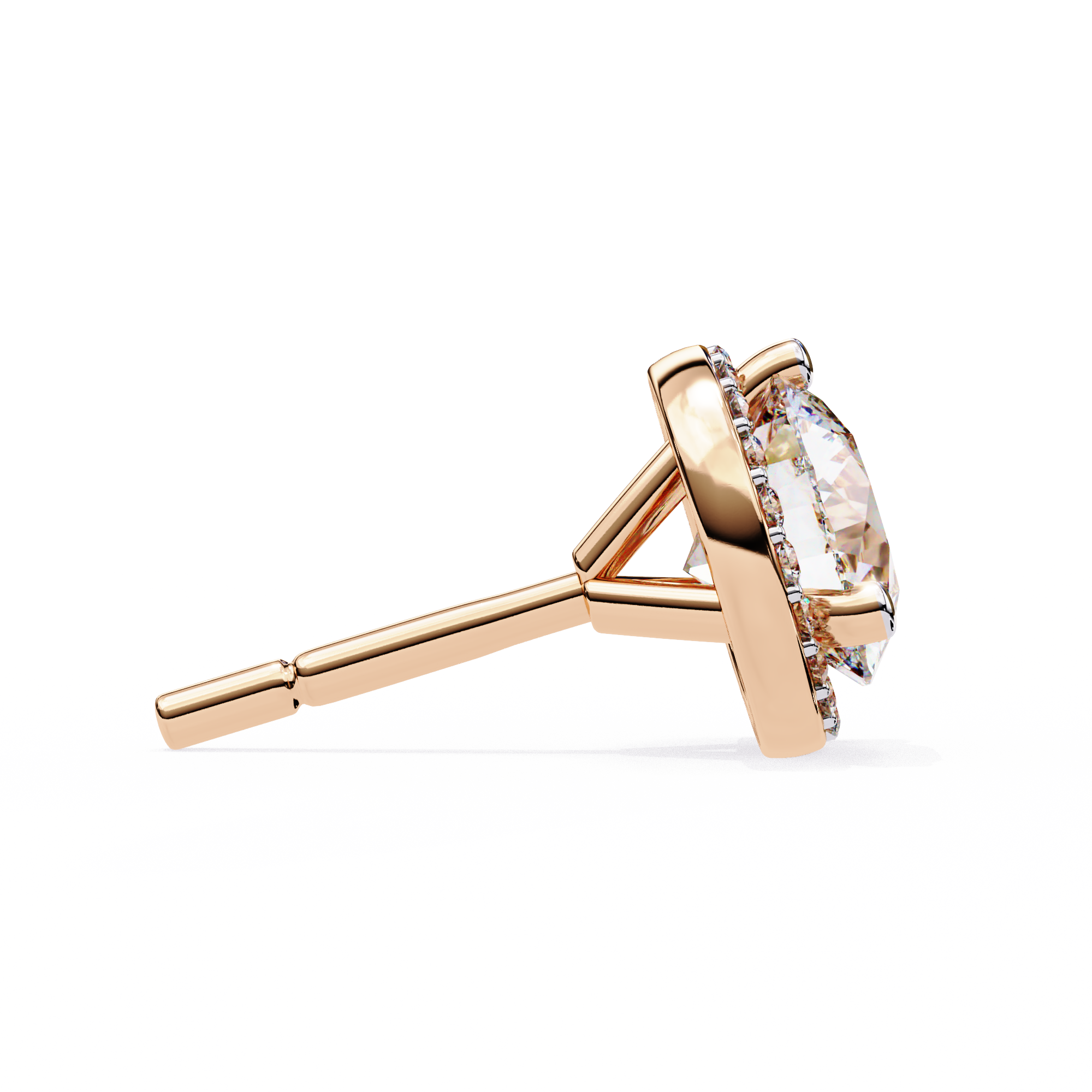 Lab Grown Diamond Round Halo Studs Earrings