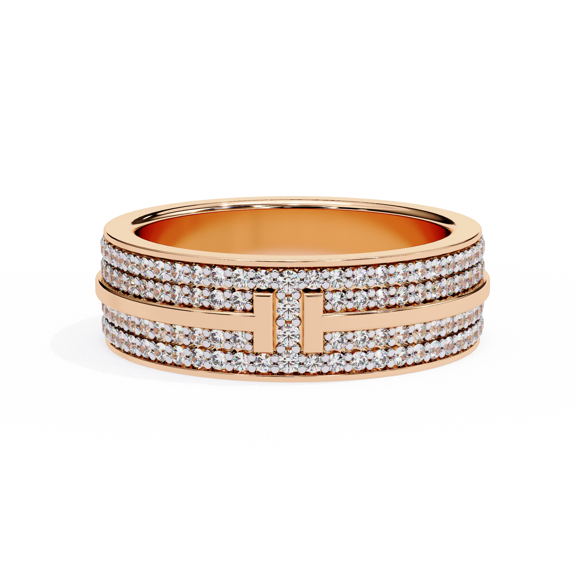 Lab grown Diamond T Wide Pavé Diamond Ring