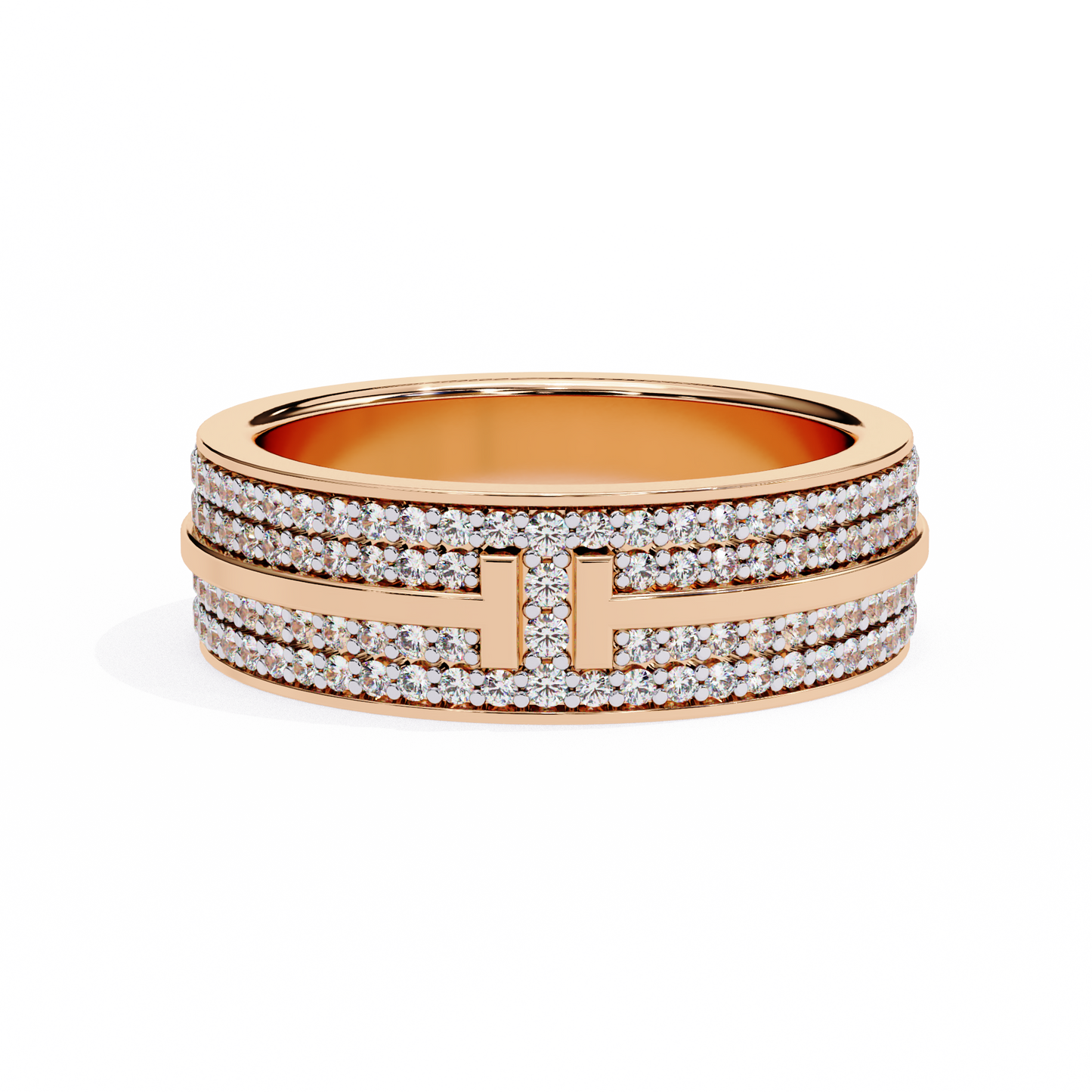 Lab grown Diamond T Wide Pavé Diamond Ring