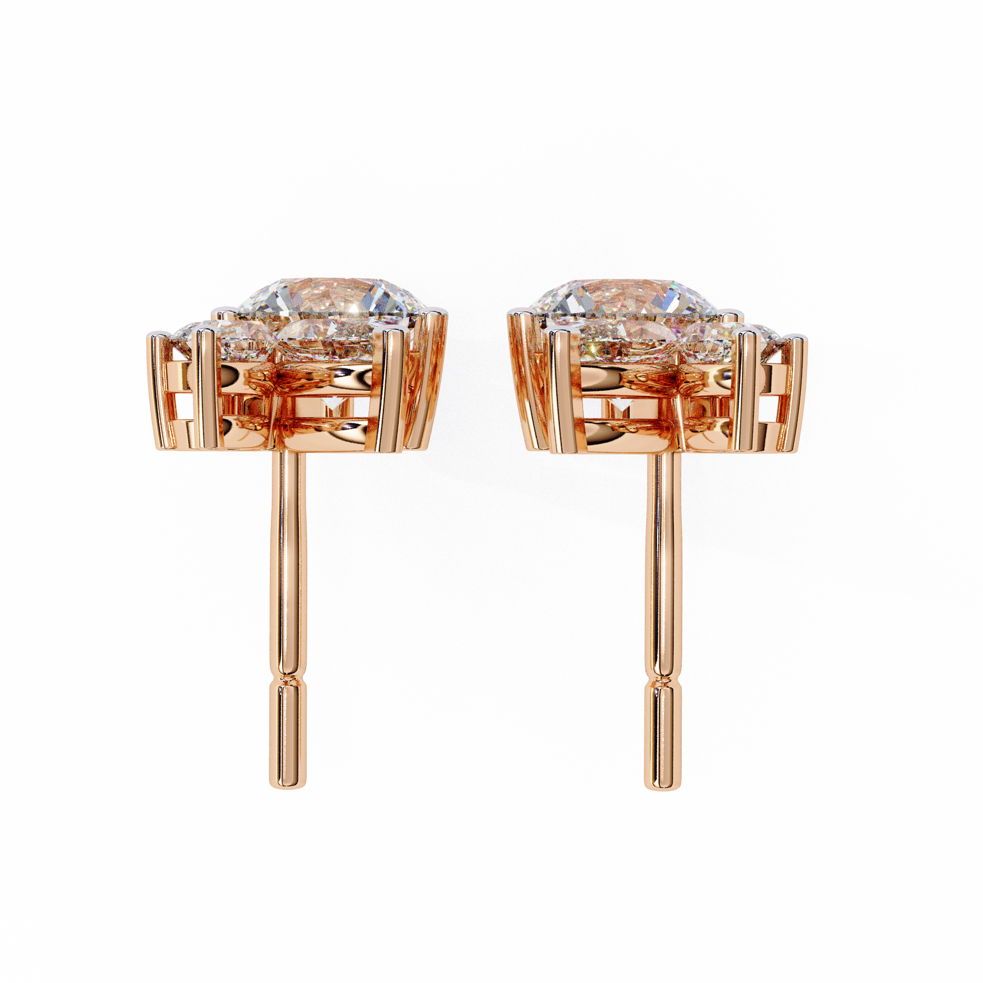 Round and Marquise Cluster Studs