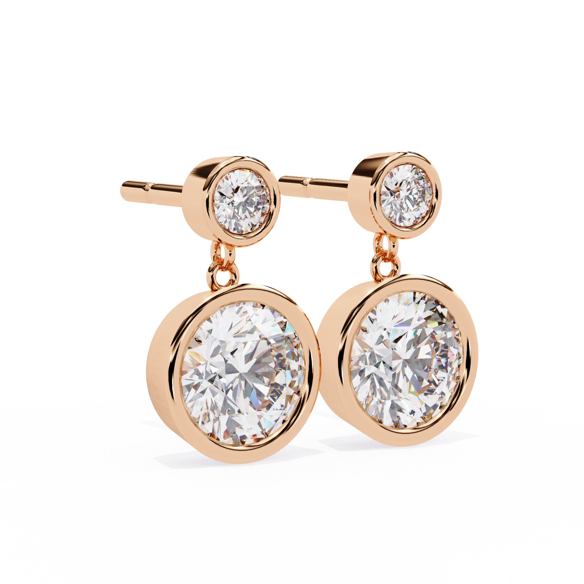 Round Bezel Set Dangle & Drop Earrings