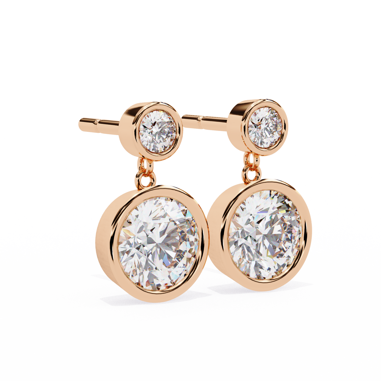 Round Bezel Set Dangle & Drop Earrings