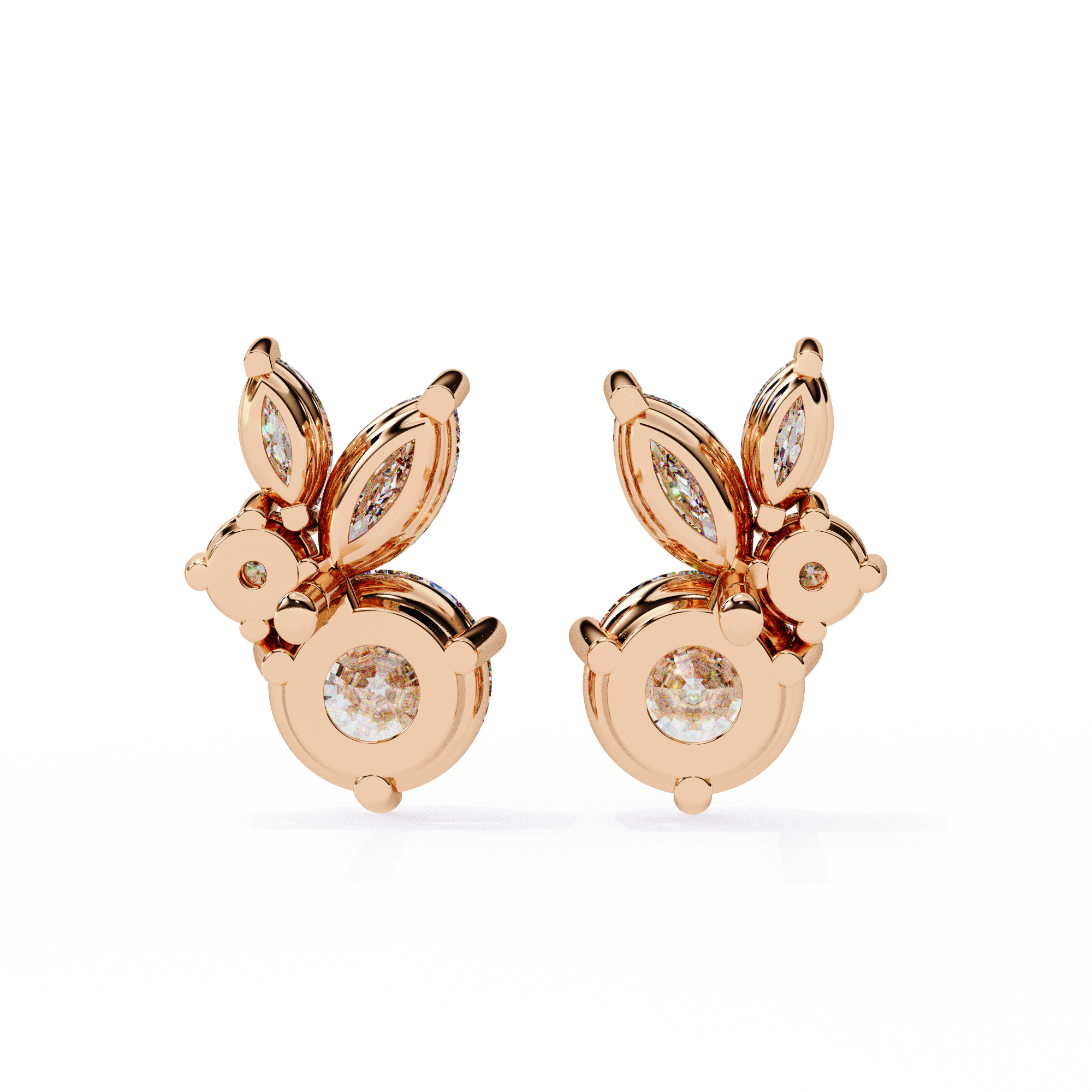 Round and Marquise Cluster Studs
