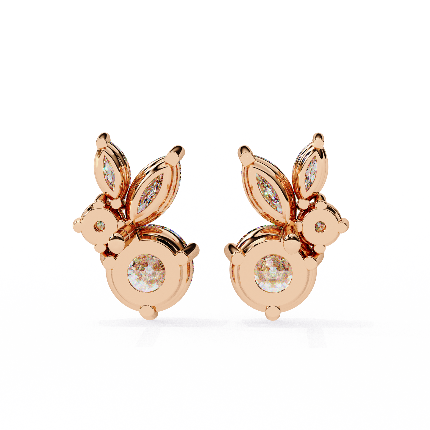 Round and Marquise Cluster Studs