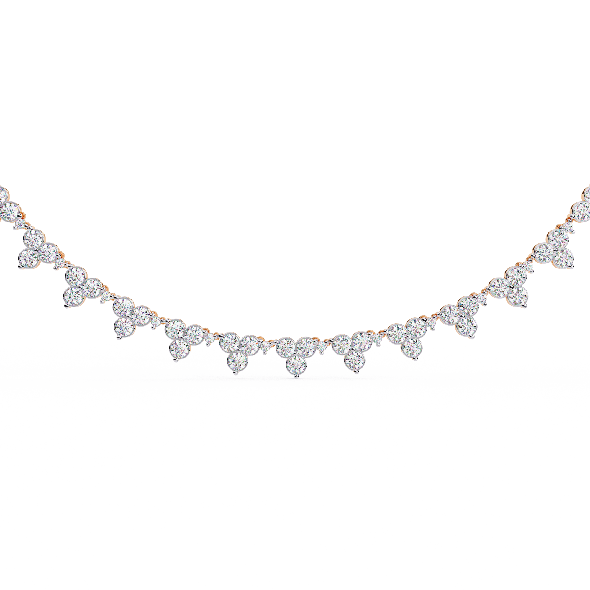 LAB GROWN 3 Stone Gold Diamond Women Necklace