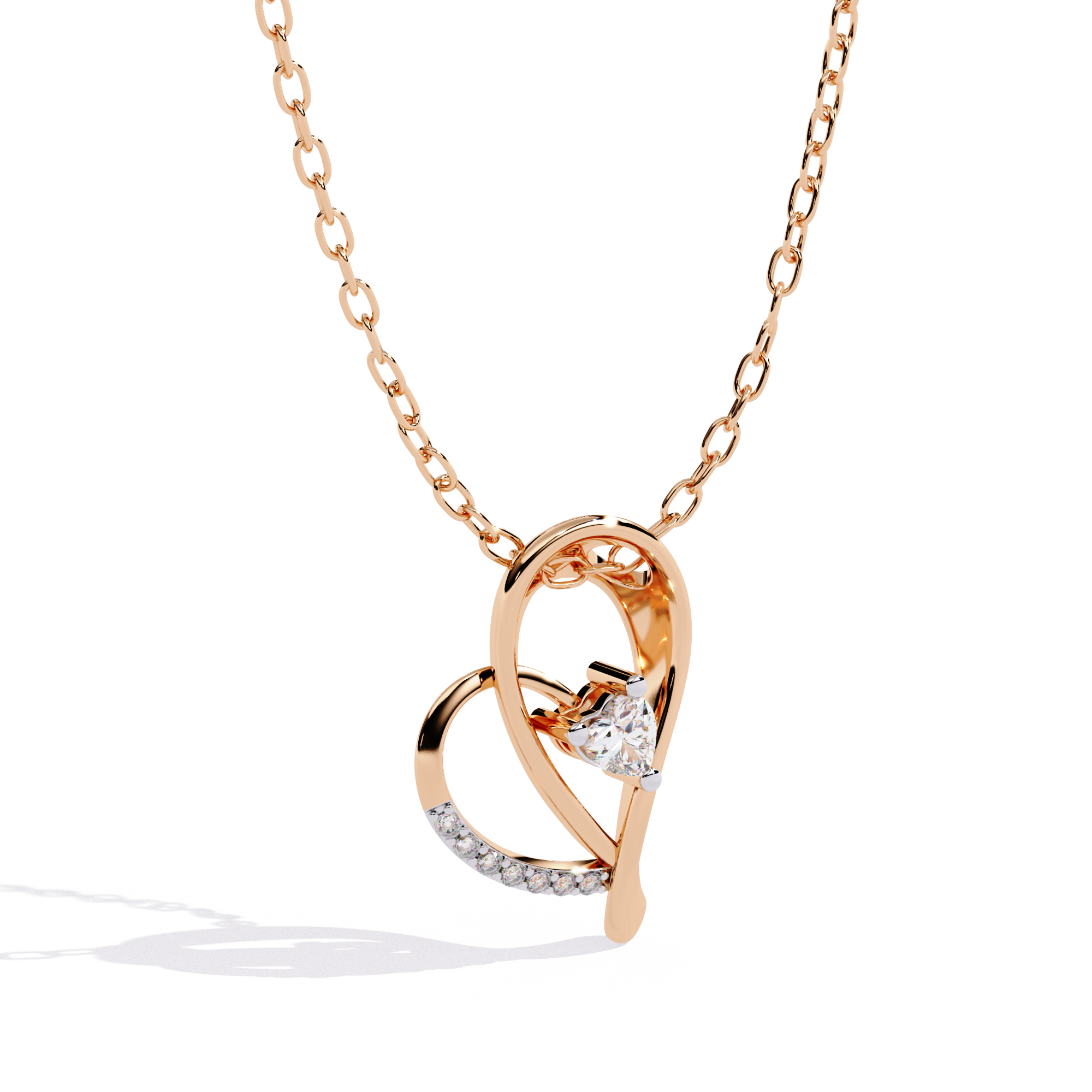 Lab Grown Diamonds Round Designer Heart Diamond Pendant