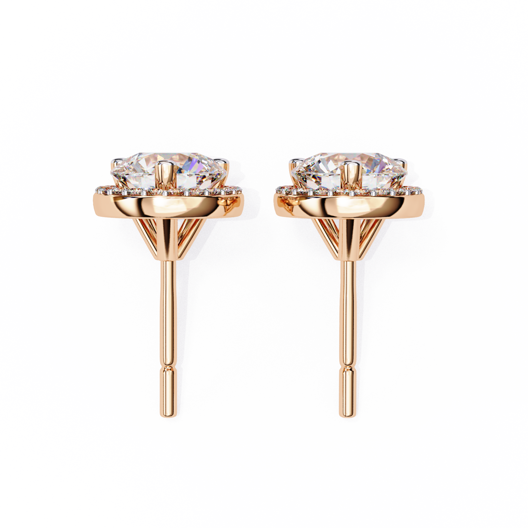 Lab Grown Diamond Round Halo Studs Earrings