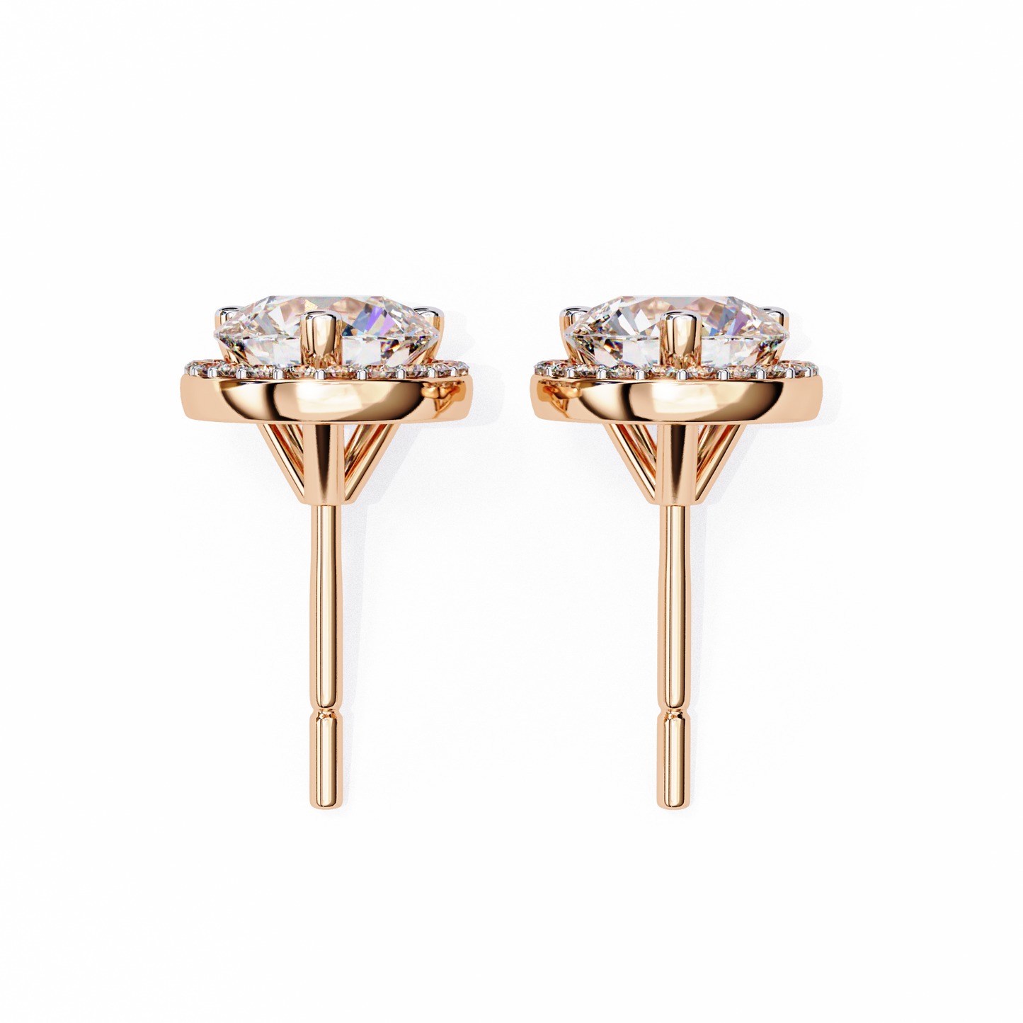 Lab Grown Diamond Round Halo Studs Earrings