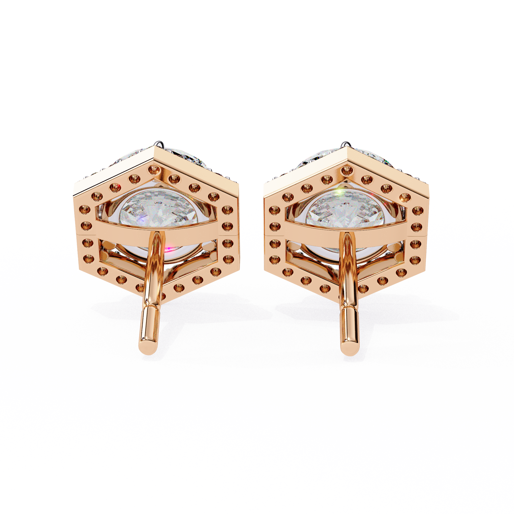 Hexa Glow Round Diamond Earrings