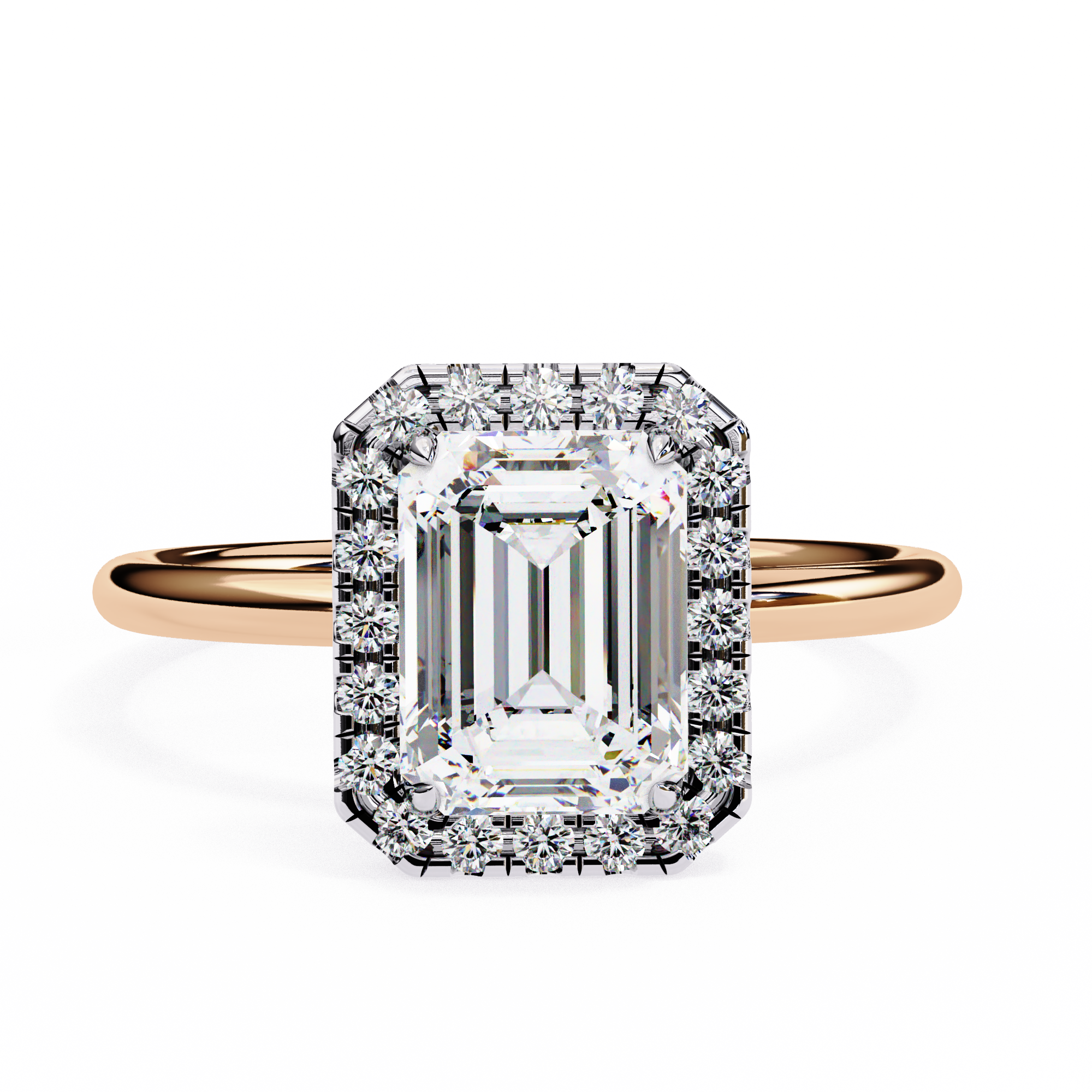 Lab Grown Emerald Diamond Halo Engagement Rings