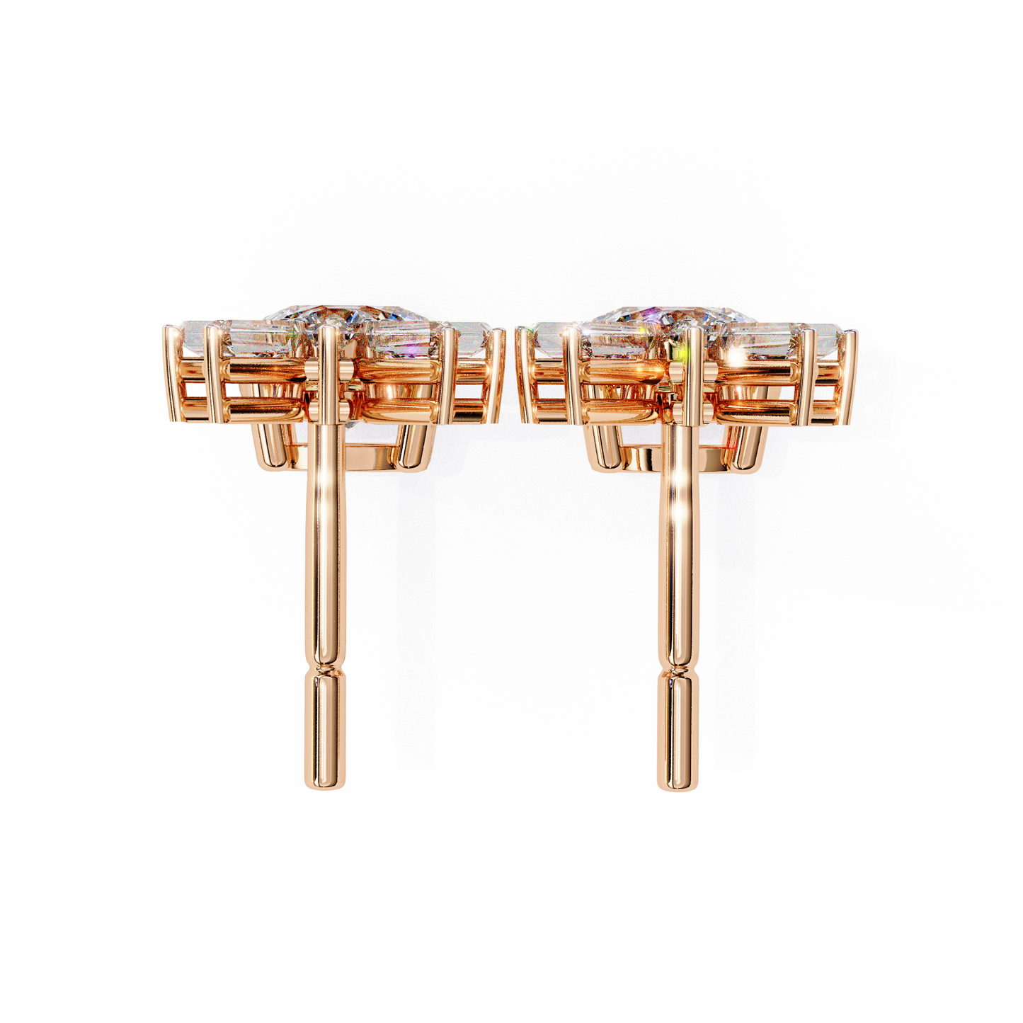 Baguette Accented Round Lab Grown Diamond Drop Earrings