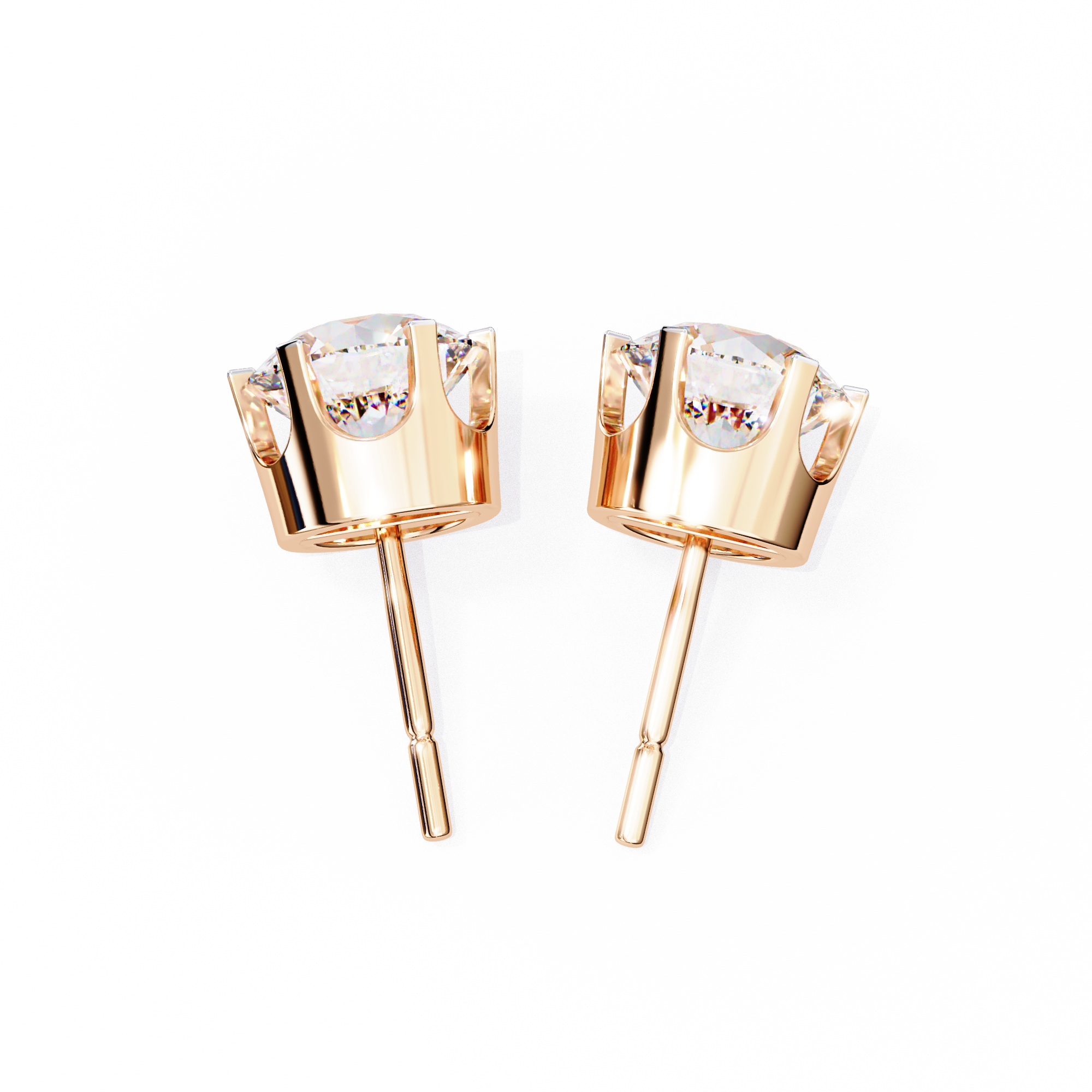 Solitaire Earring Studs Round Stone