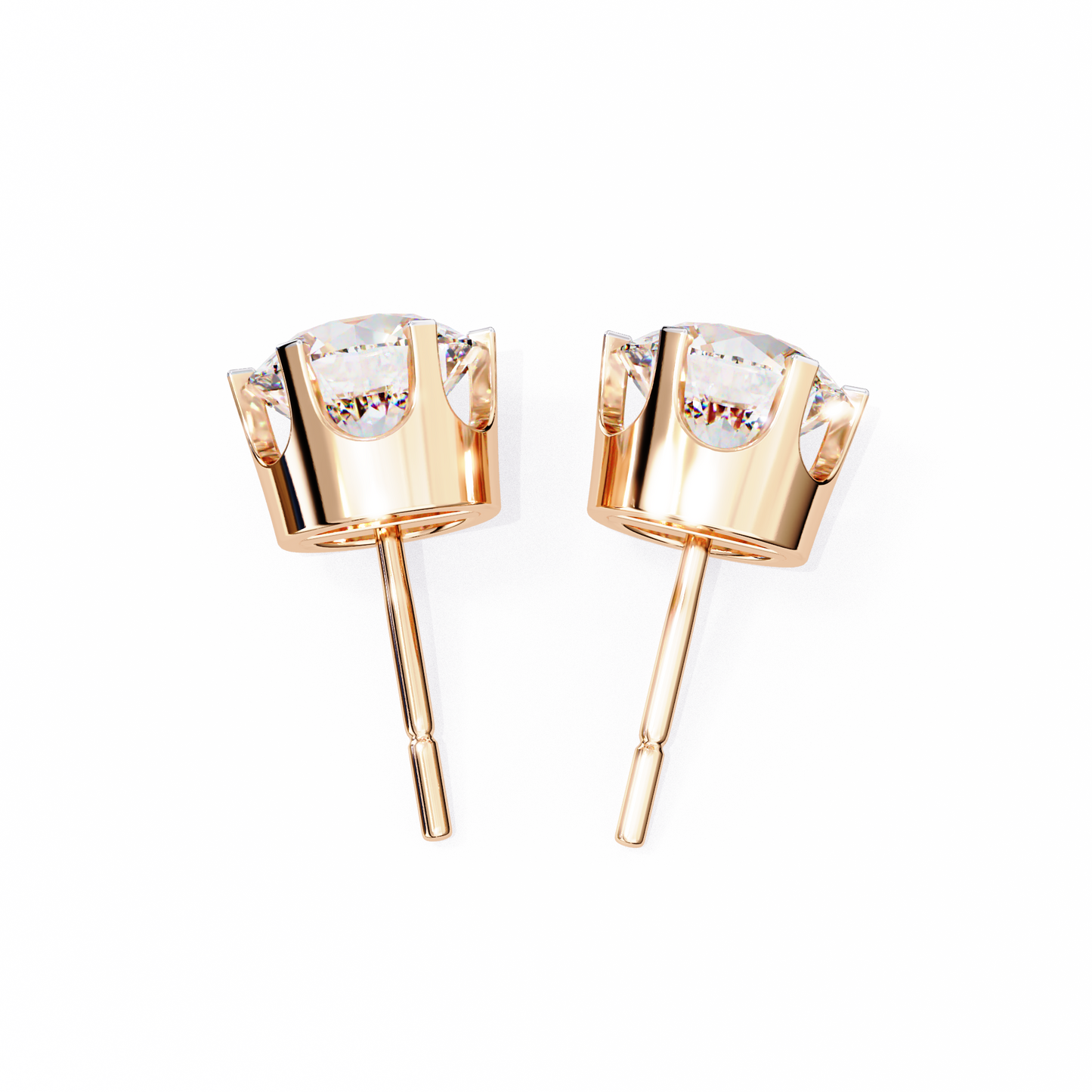 Solitaire Earring Studs Round Stone