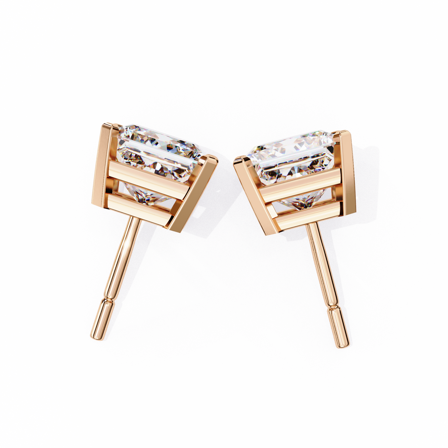 Princess Cut Lab Grown Diamond Stud Earrings