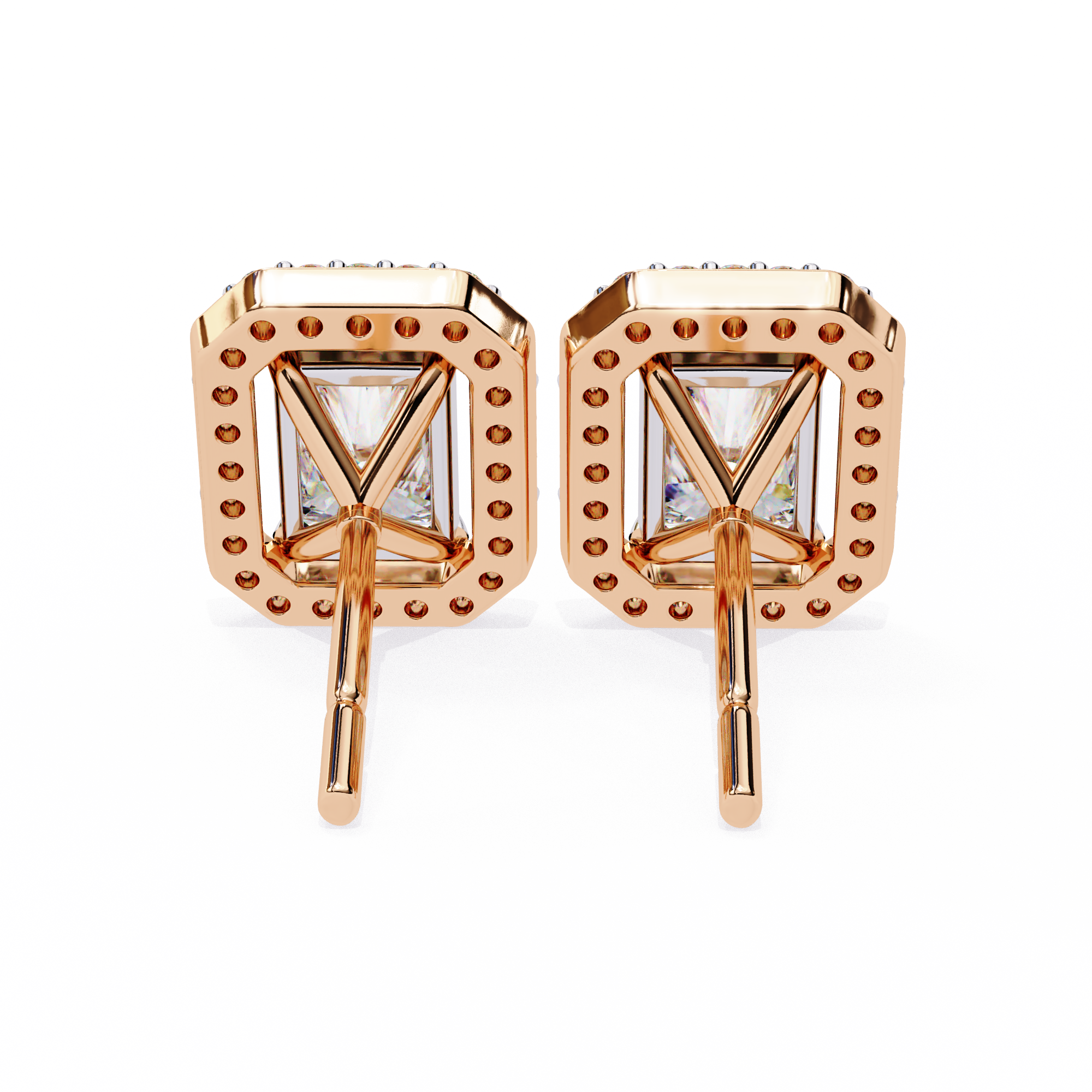 Lab Grown Diamond Earring Studs Radiant Stone