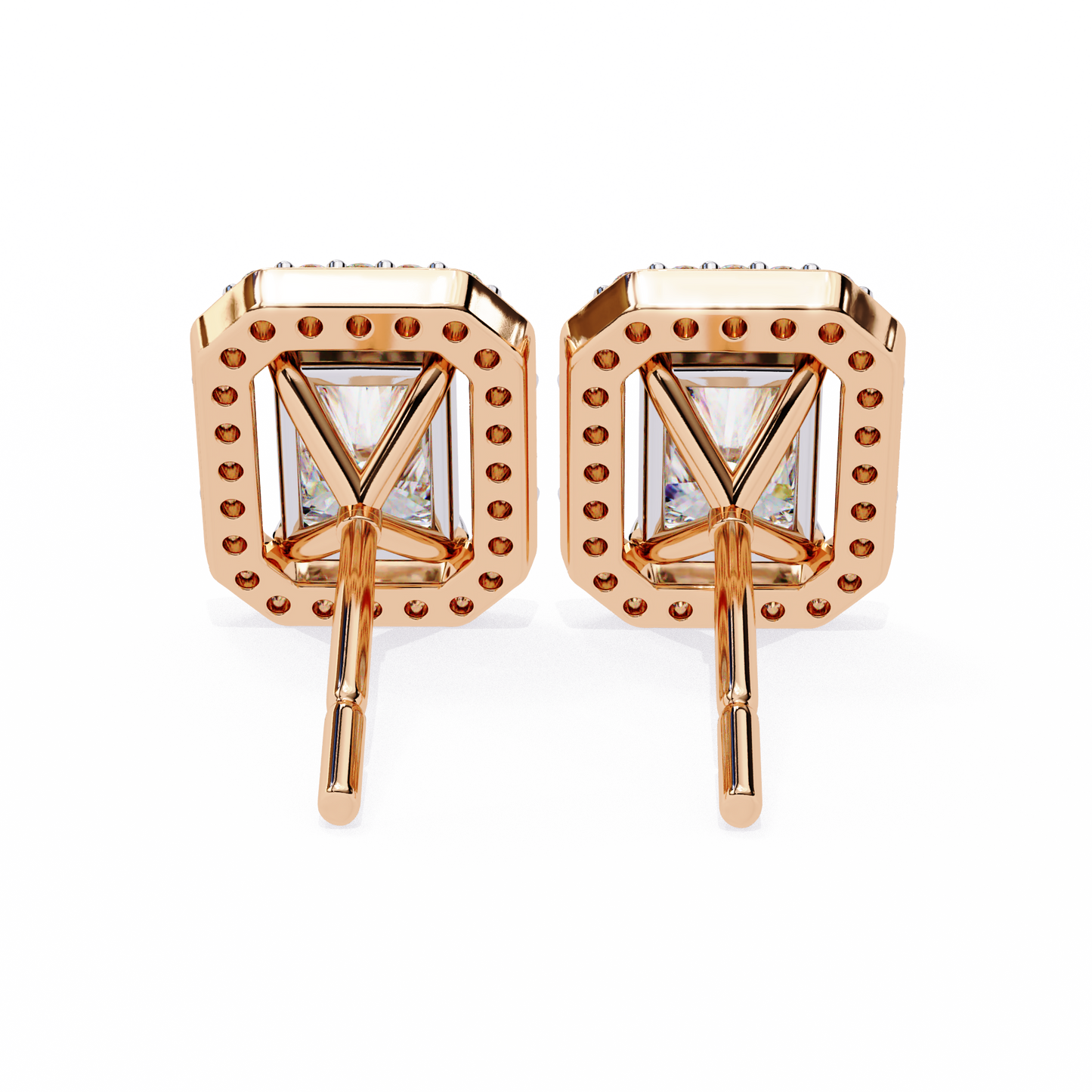 Lab Grown Diamond Earring Studs Radiant Stone