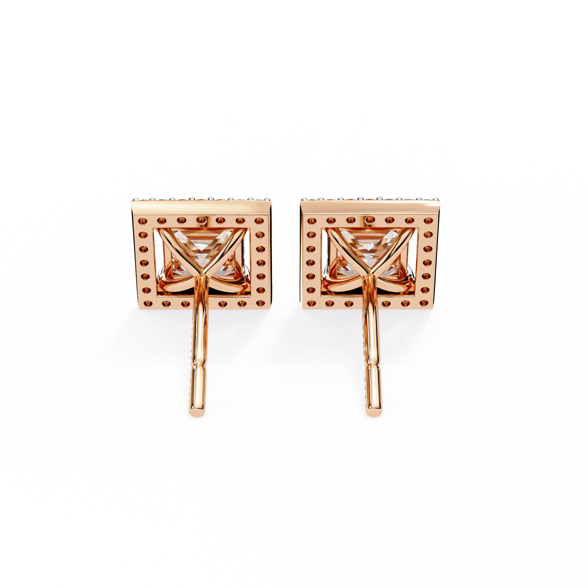 Allure Princess Halo Diamond Earrings Stud