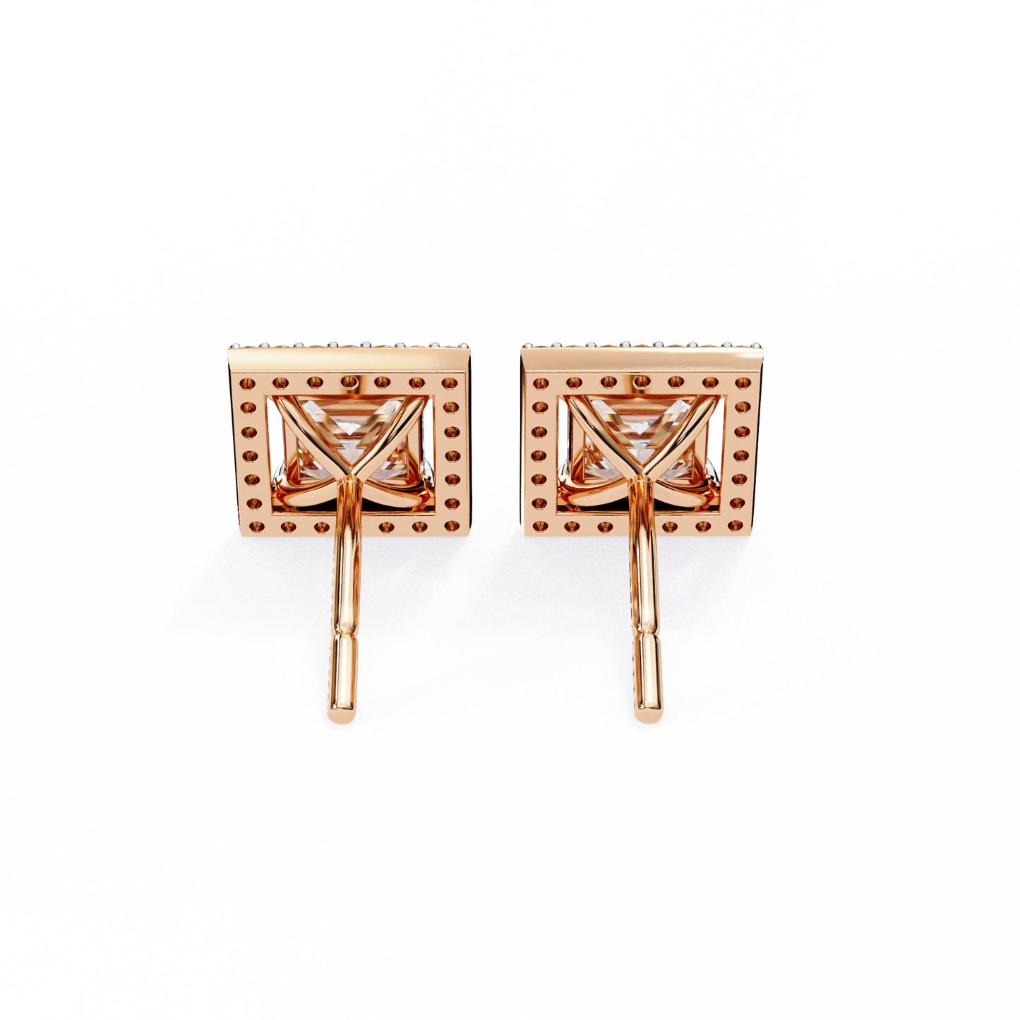 Allure Princess Halo Diamond Earrings Stud