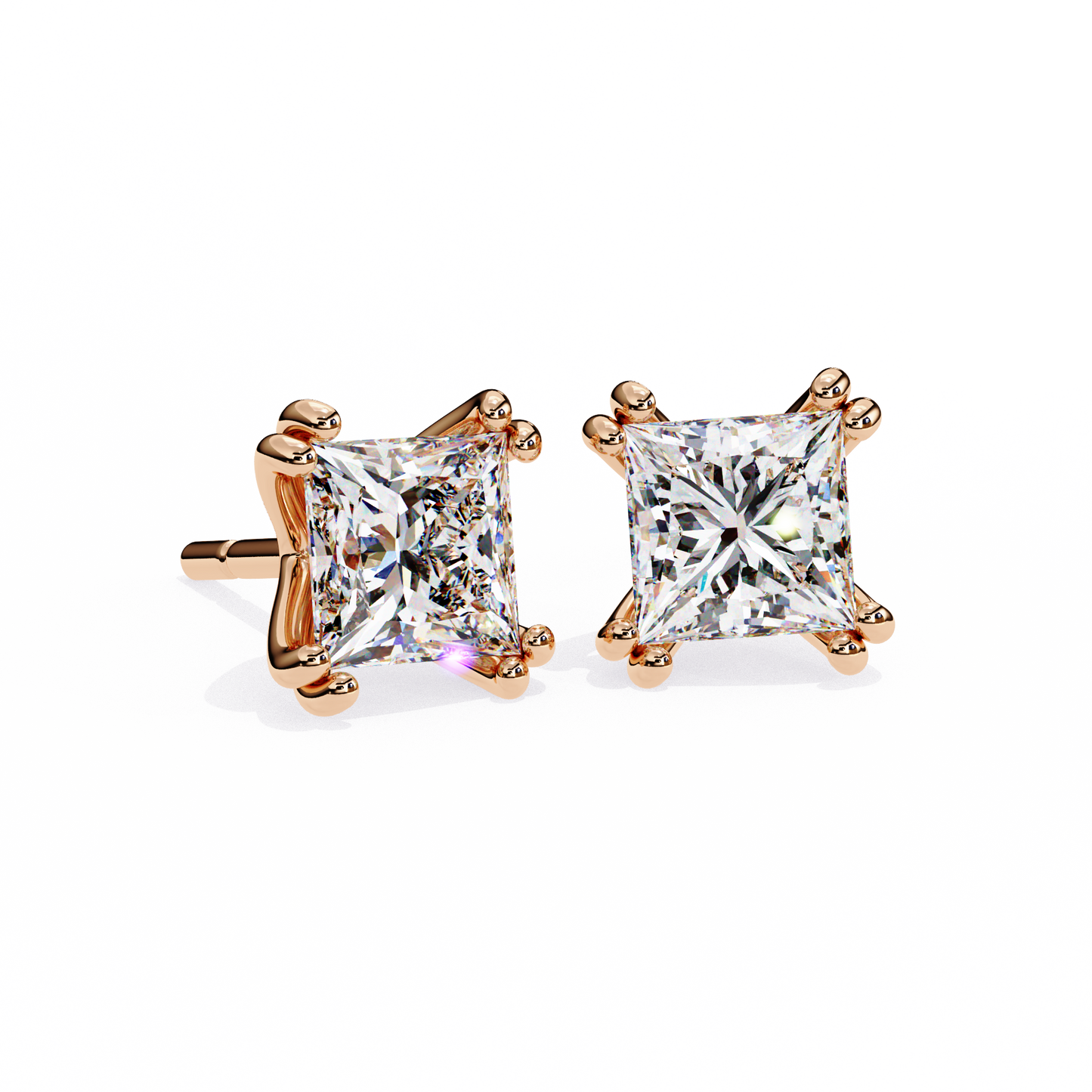 Princess Cut Lab Grown Diamond Stud Earrings